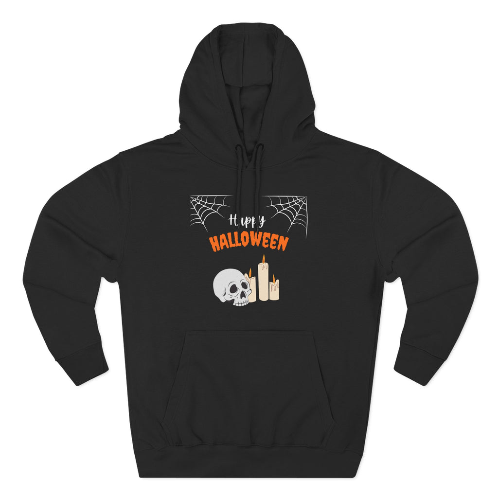 Halloween Three-Panel Fleece Hoodie | Cozy Fall Apparel, Spooky Season Gift, Casual Sweatshirt, Pumpkin Design, Halloween Costume
