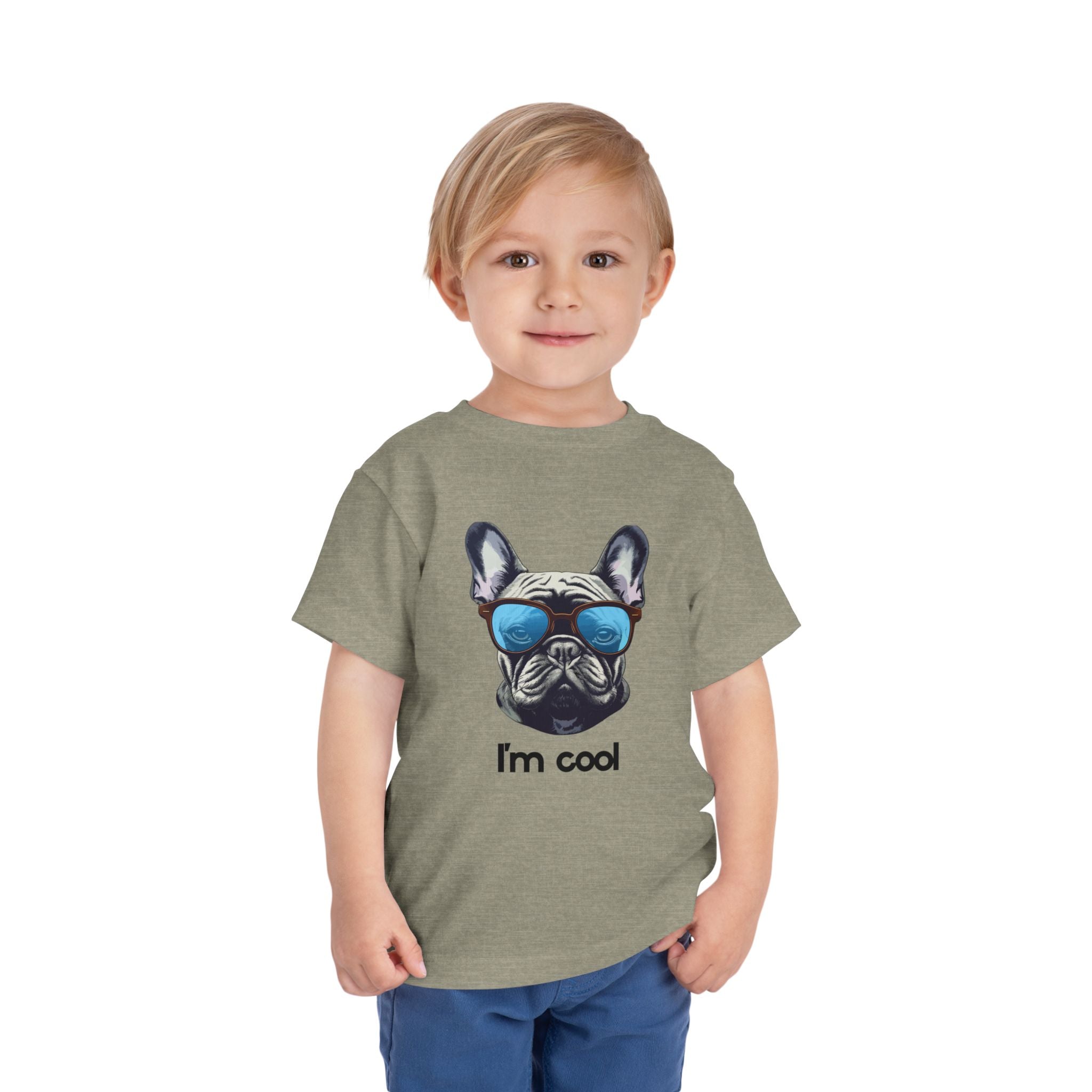 Cool French Bulldog Toddler Tee, I'm Cool Shirt, Kids Summer Tee, Pet Lover Gift, Cute Toddler Outfit