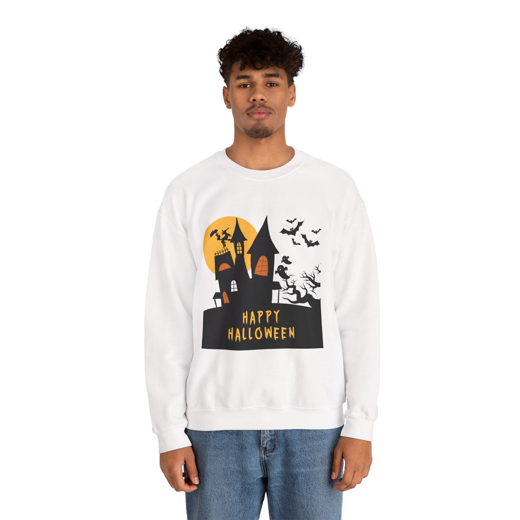 Halloween Haunted House Sweatshirt, Cozy Fall Wardrobe, Unisex Pullover, Spooky Season, Halloween Gift Idea, Festival Apparel