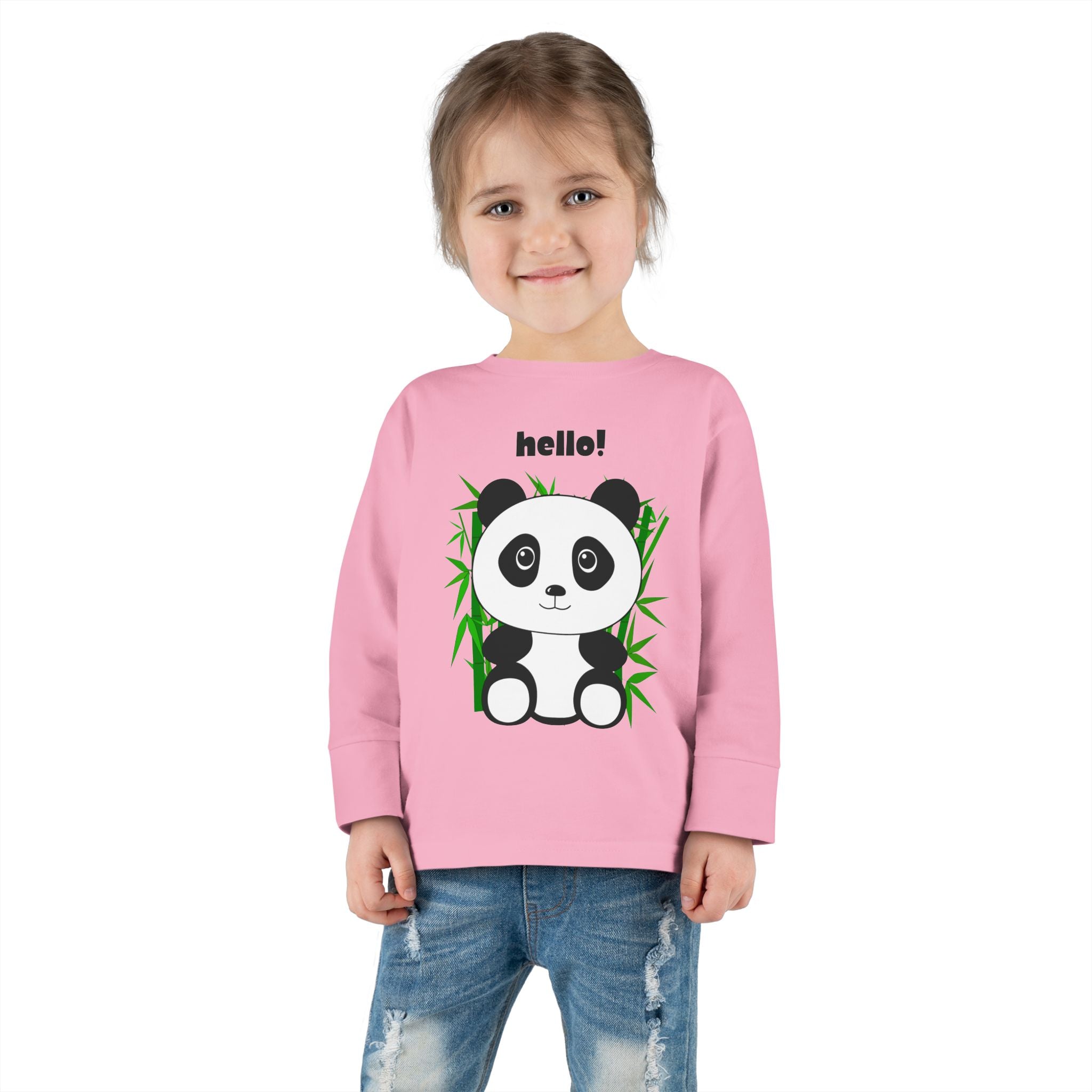 Adorable Panda Toddler Long Sleeve Tee, Cute Kids Shirt, Baby Shower Gift, Birthday, Everyday Wear, Comfortable Kids Apparel