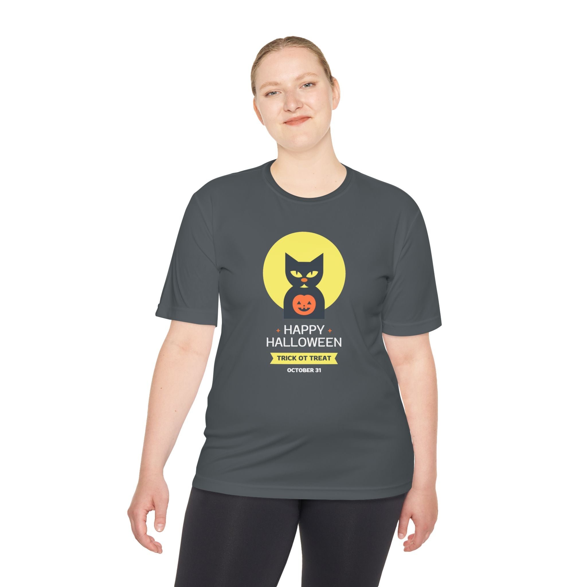 Halloween Cat Unisex Moisture Wicking Tee, Spooky T-Shirt, Trick or Treat Tee, Halloween Costume Shirt, Fall Apparel
