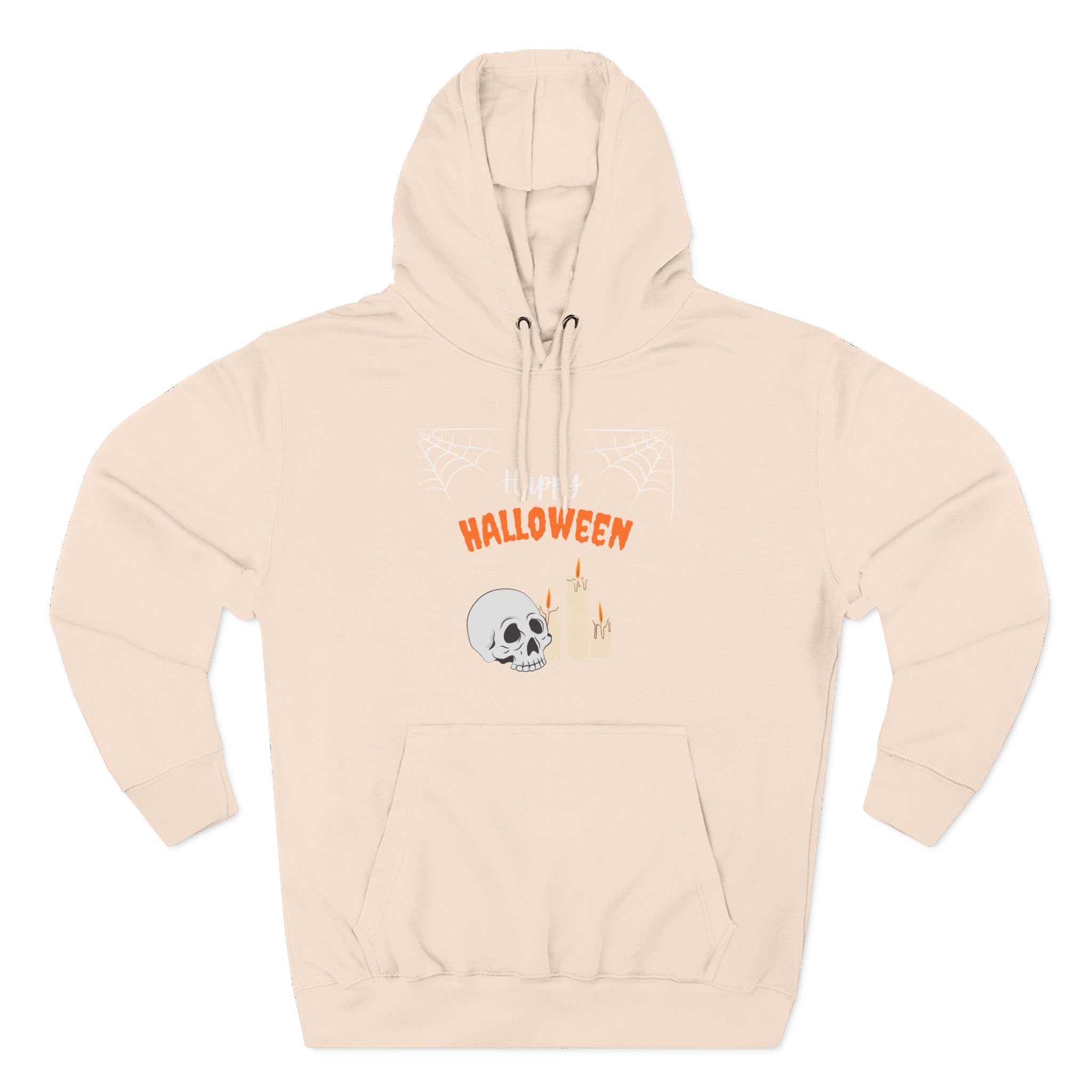 Halloween Three-Panel Fleece Hoodie | Cozy Fall Apparel, Spooky Season Gift, Casual Sweatshirt, Pumpkin Design, Halloween Costume