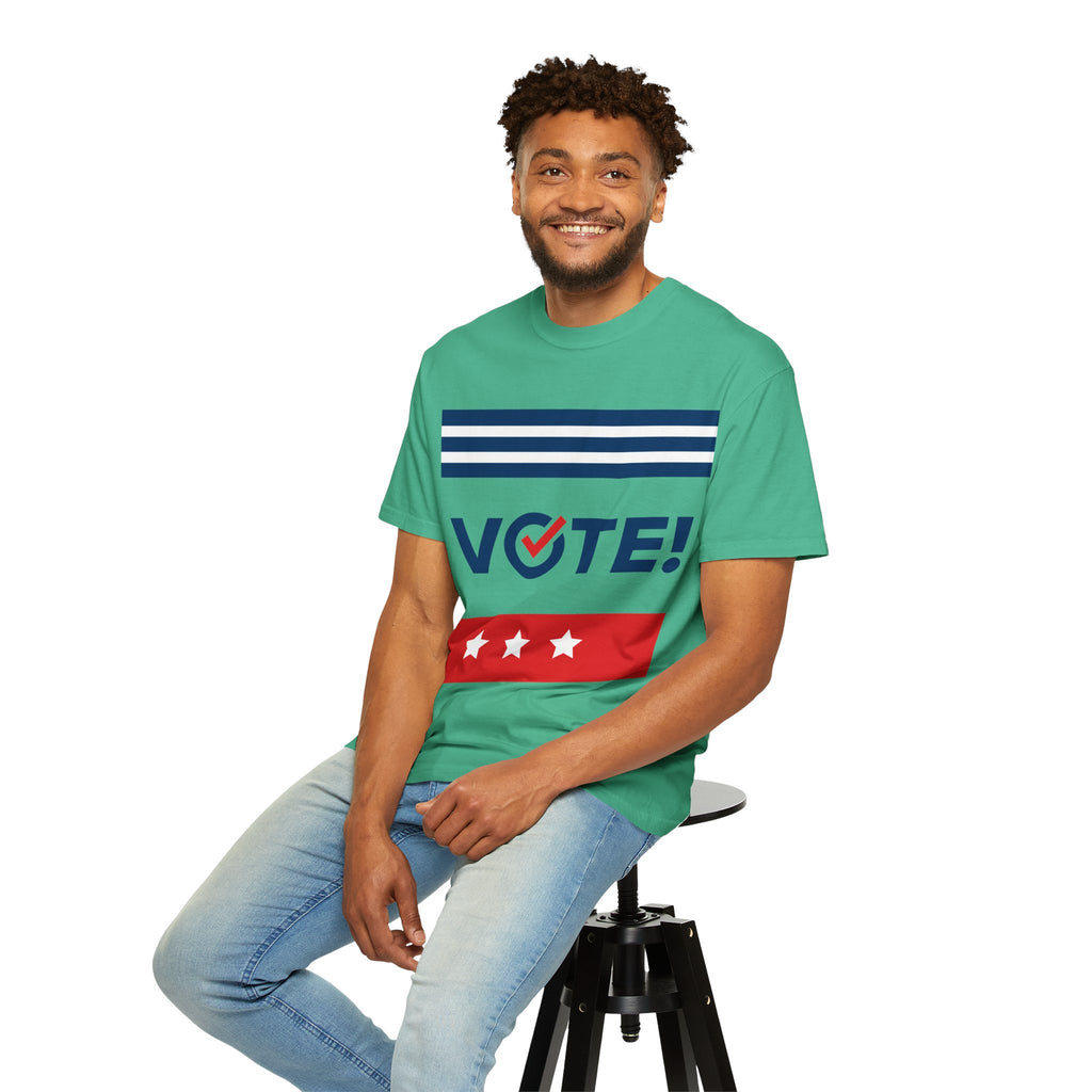 Vote! Garment-Dyed T-Shirt | Unisex Voter Apparel, Election Day Outfit, Political Statement Tee, Casual Advocacy Shirt, Gift for Activists