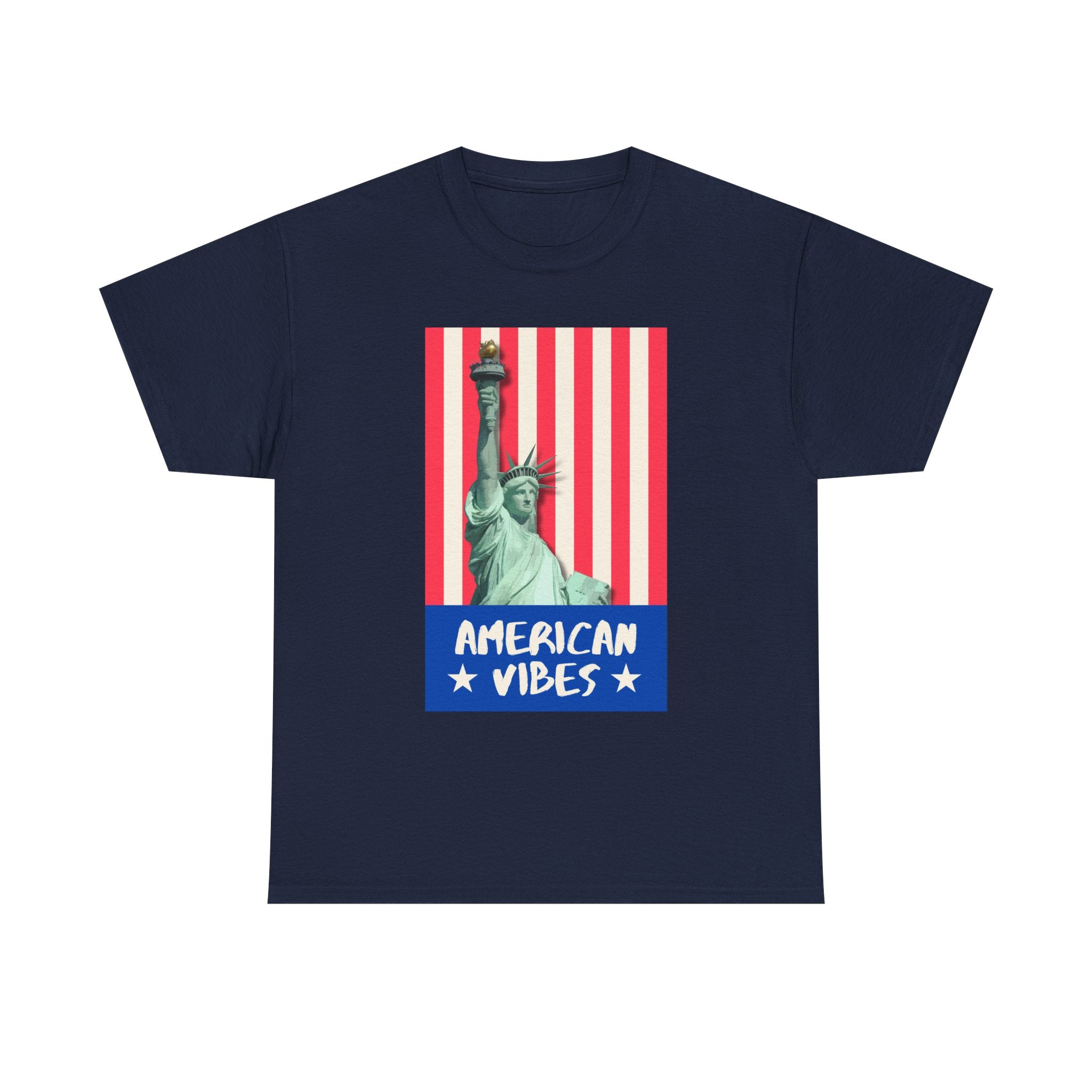 American Vibes Unisex Heavy Cotton Tee, Patriotic Shirt, Gift for Veterans, Independence Day Apparel, Summer Casual Wear