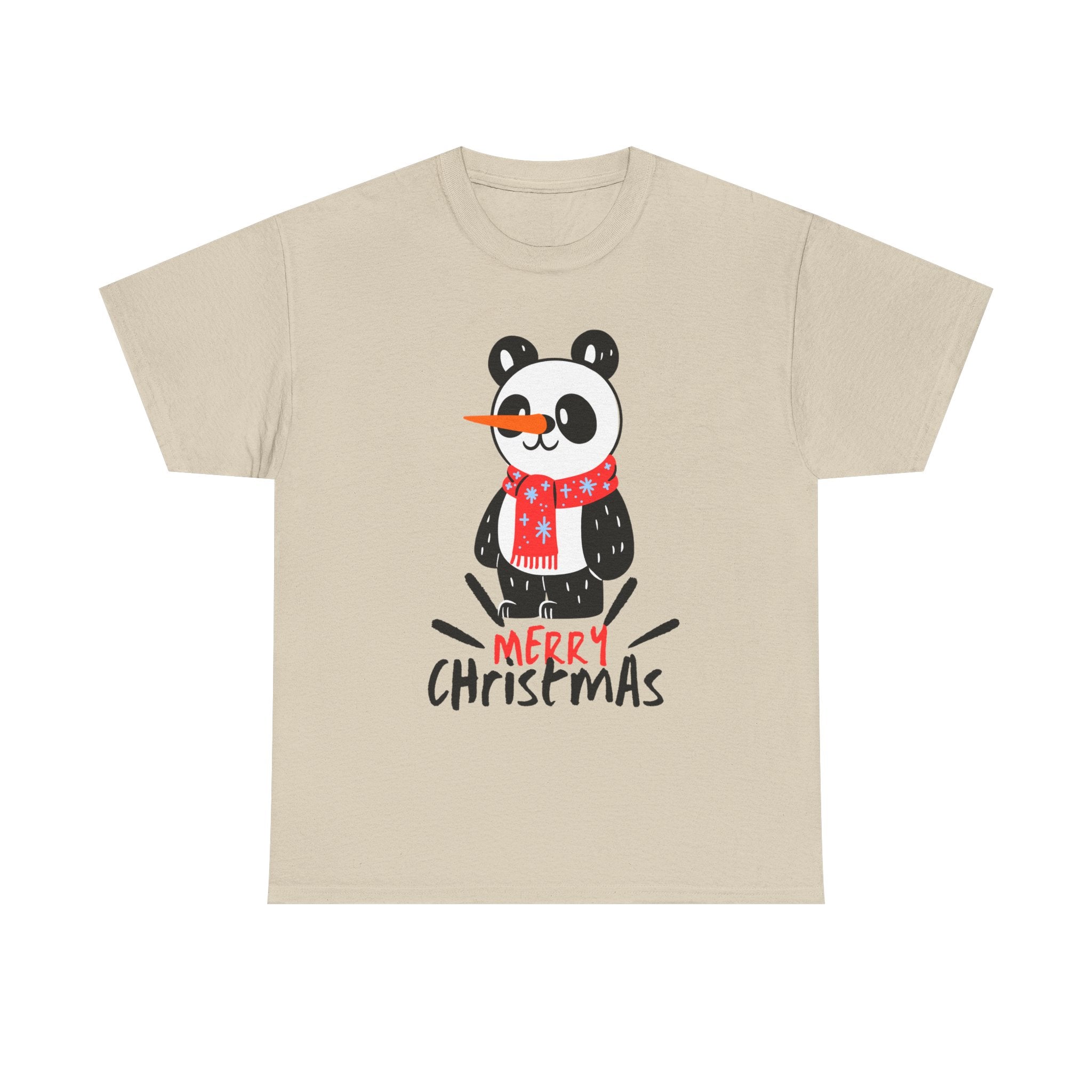 Cute Merry Christmas Panda Tee for Holiday Cheer, Unisex Cotton T-Shirt, Fun Gift for Him & Her, Christmas Apparel, Winter Gathering
