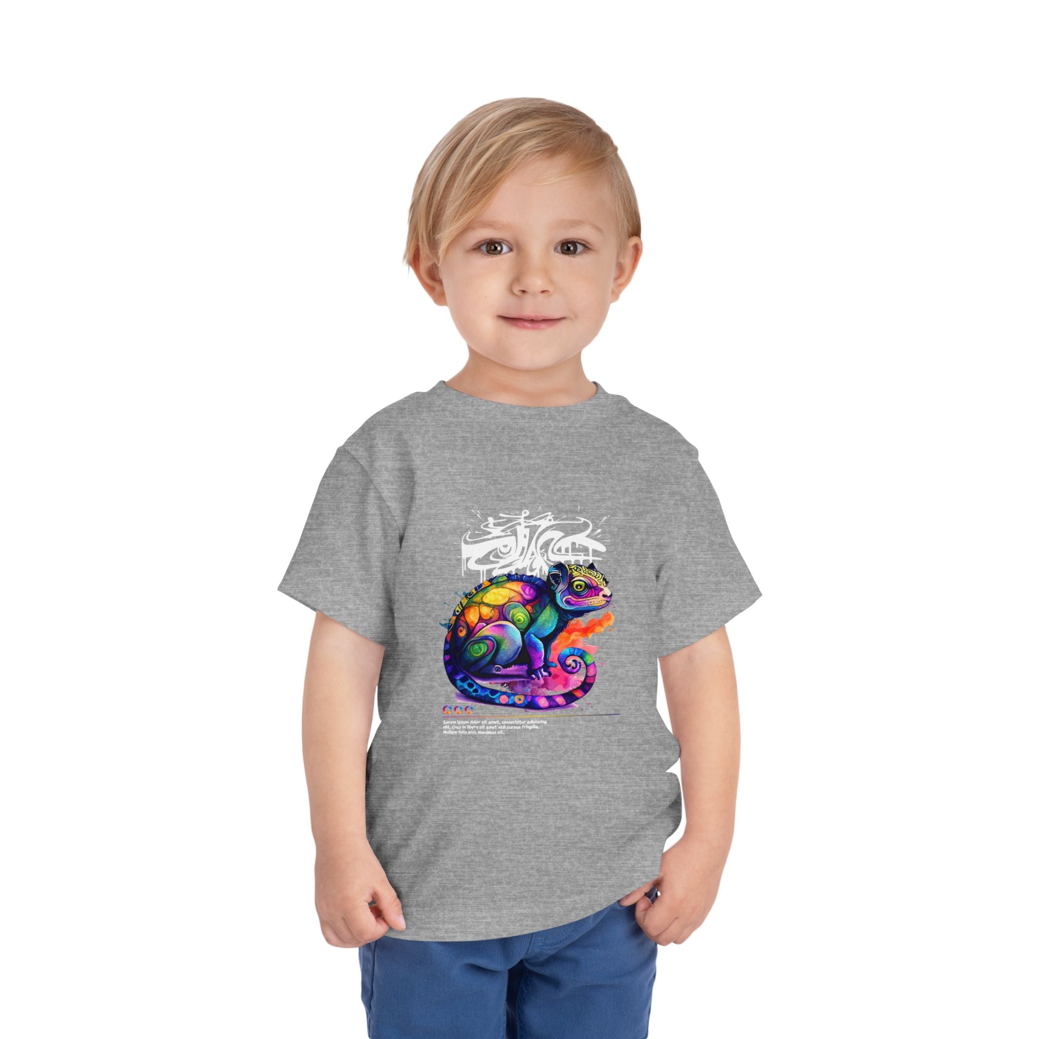 Colorful Chameleon Toddler Tee, Fun Kids Shirt, Vibrant Short Sleeve Tee, Birthday Gift, Summer Outfit, Playdate Wear