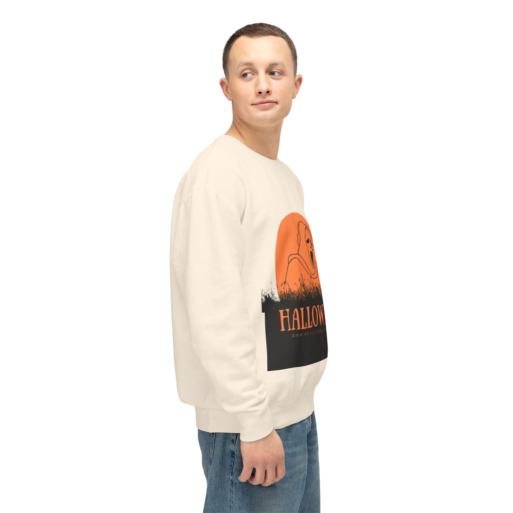 Halloween Ghost Unisex Lightweight Crewneck Sweatshirt, Fall Fashion, Cozy Gift, Halloween Party, Spooky Season Apparel