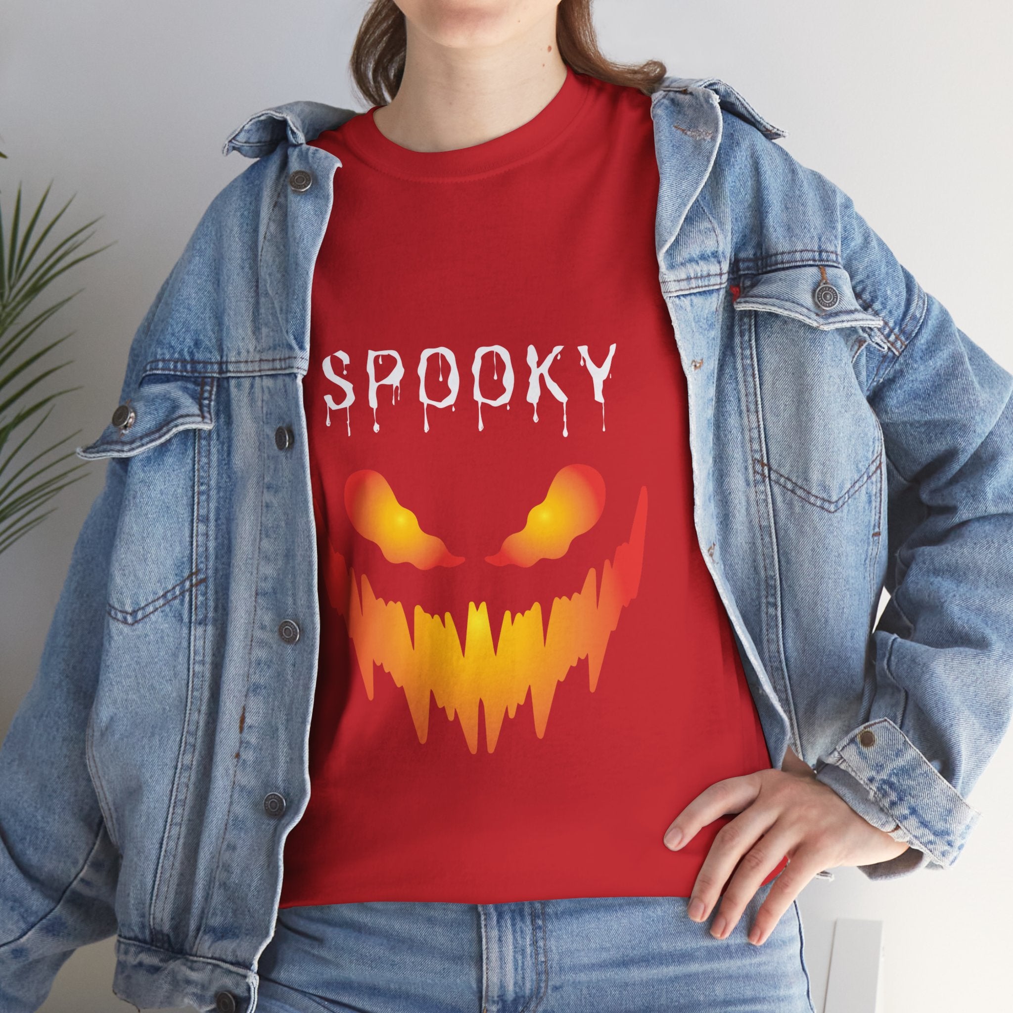 Spooky Unisex Heavy Cotton Tee - Halloween Shirt, Goth Fashion, Casual Wear, Festival Tee, Gift for Horror Fans