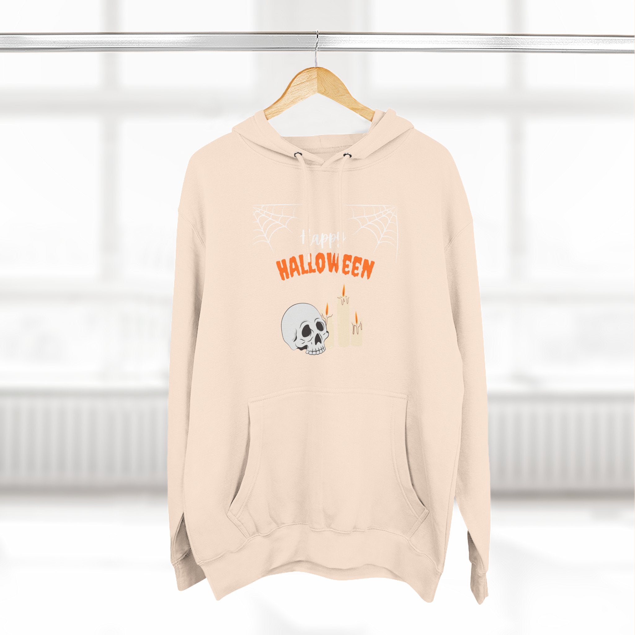 Halloween Three-Panel Fleece Hoodie | Cozy Fall Apparel, Spooky Season Gift, Casual Sweatshirt, Pumpkin Design, Halloween Costume