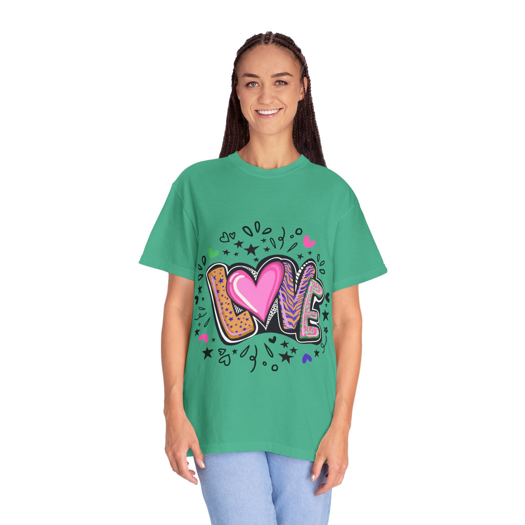 Love Vibes Unisex Garment-Dyed T-shirt | Perfect for Valentine's Day, Anniversaries, Casual Wear, Gifts, and Everyday Love