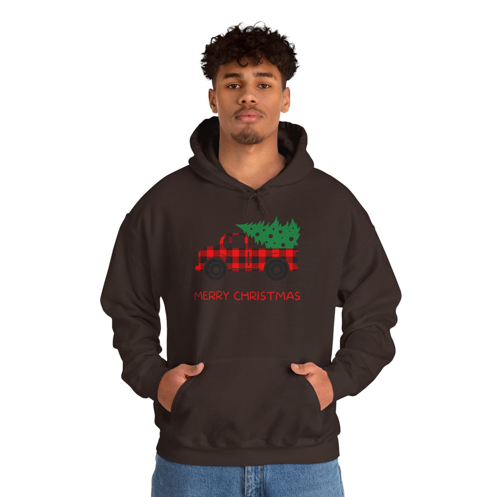 Merry Christmas Truck Hoodie, Festive Sweatshirt, Holiday Gift, Cozy Winter Apparel, Unisex Christmas Wear