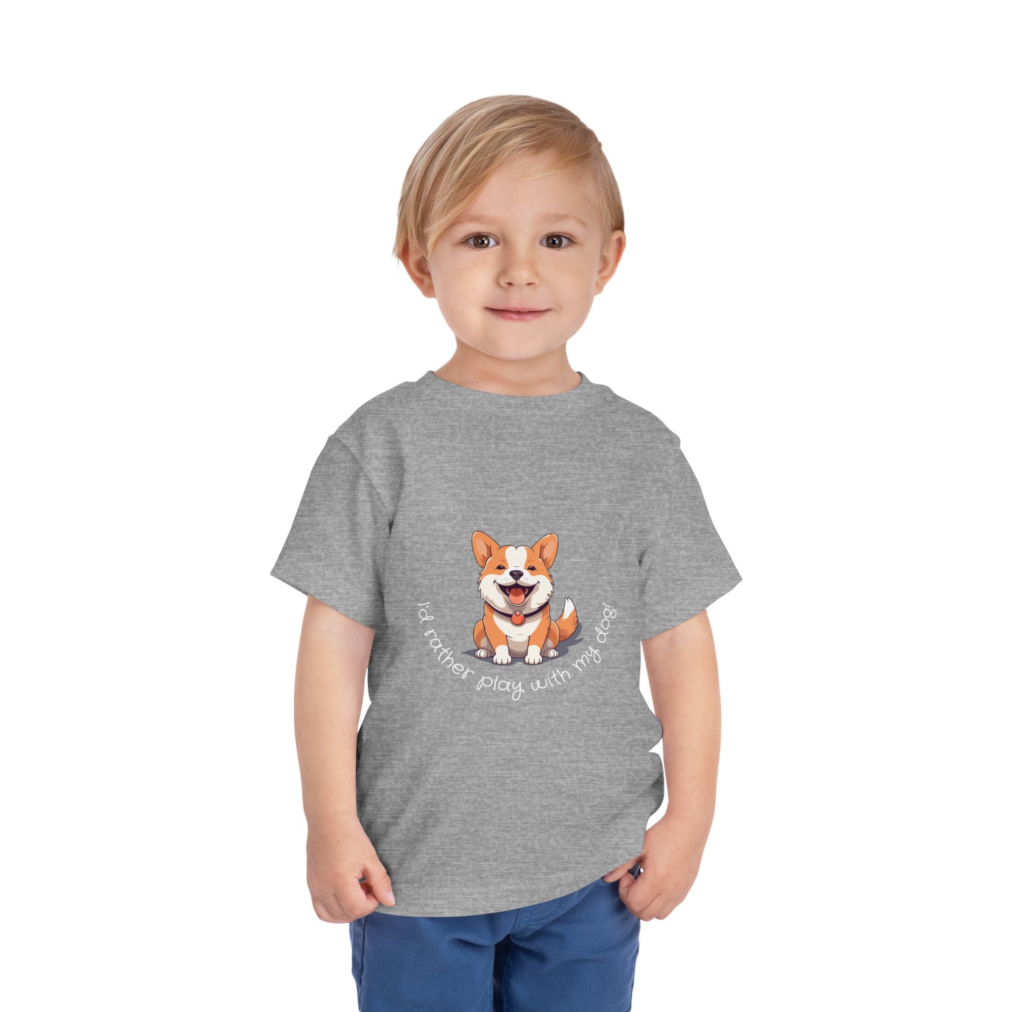 Cute Dog Lover Toddler Tee, I'd Rather Play with My Dog, Perfect for Dog Lovers, Birthday, Gift for Kids, Everyday Wear
