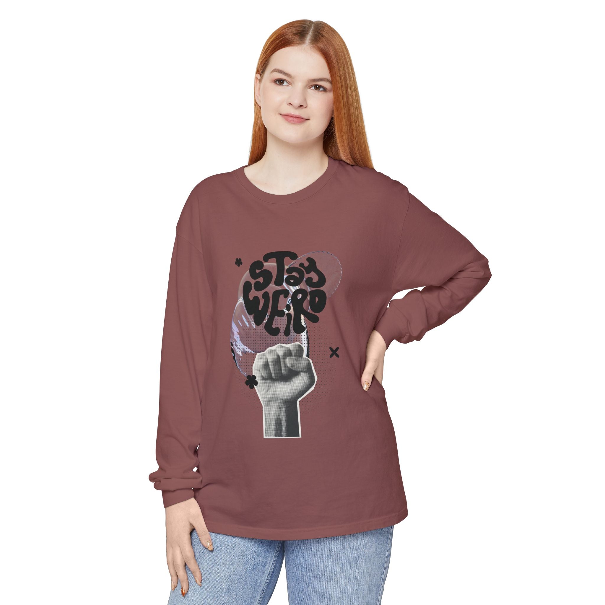 Unisex Long Sleeve T-Shirt with Stay Weird Graphic, Trendy Apparel, Casual Wear, Gift for Creative Souls, Summer Tee, Unique Style