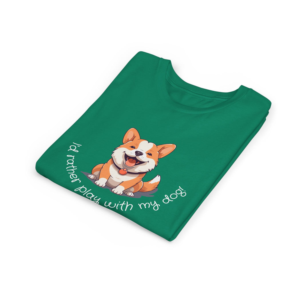 Youth Dog Lover Tee, Kids Corgi Shirt, Playful Dog T-Shirt, Pet Lover Gift, Children's Animal Apparel