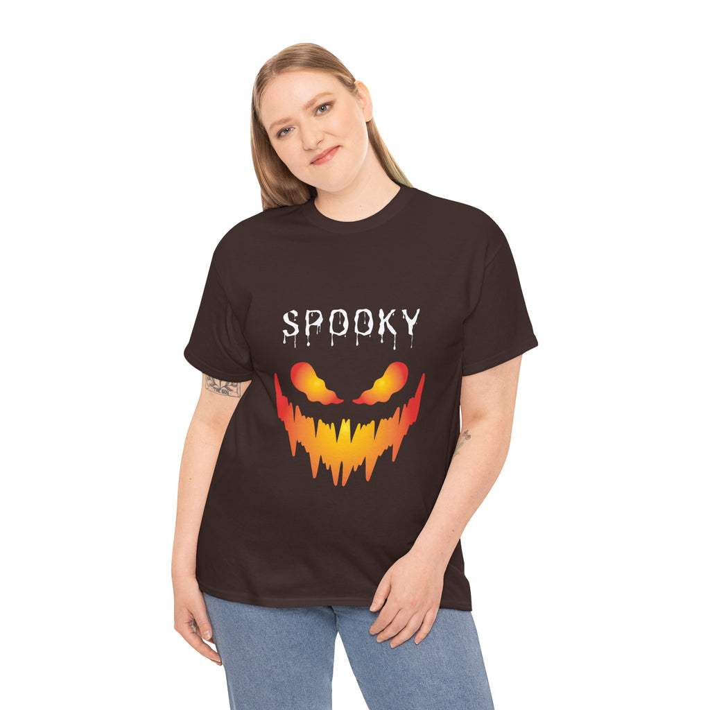 Spooky Unisex Heavy Cotton Tee - Halloween Shirt, Goth Fashion, Casual Wear, Festival Tee, Gift for Horror Fans