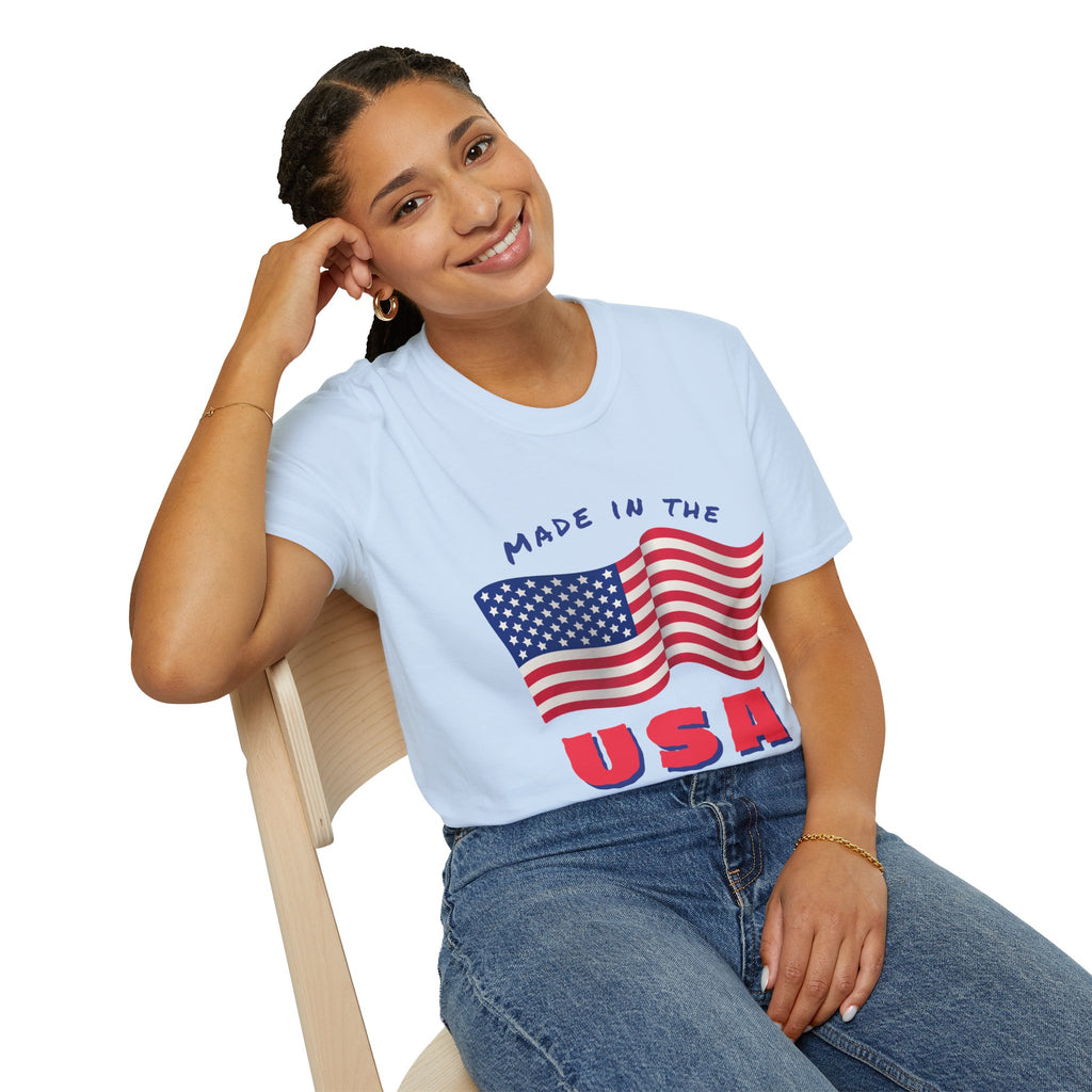 Patriotic Unisex T-Shirt, USA Flag Tee, Made in the USA Shirt, Independence Day Apparel, Gift for Veterans, Casual Wear
