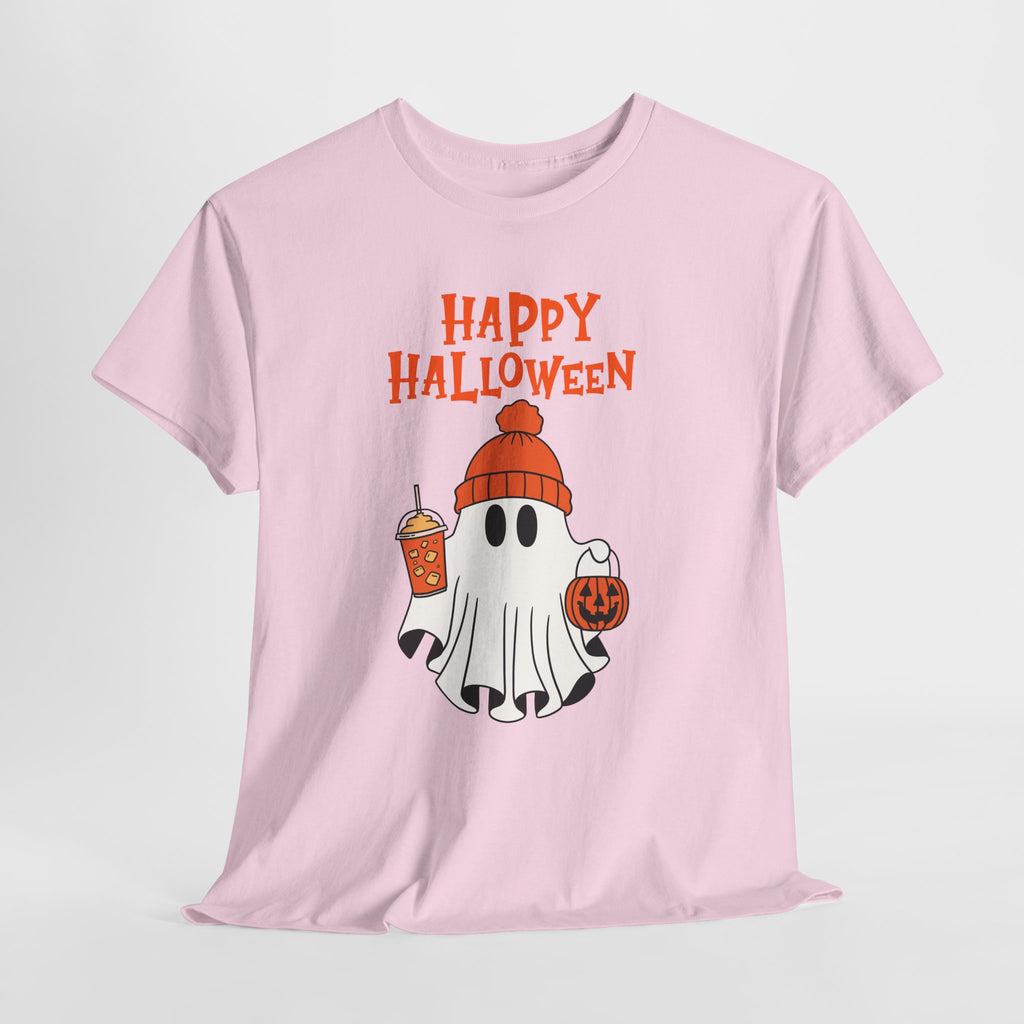 Happy Halloween Ghost Tee, Unisex Cotton T-Shirt, Halloween Apparel, Fall Fashion, Cute Halloween Gift, Ghost Tee