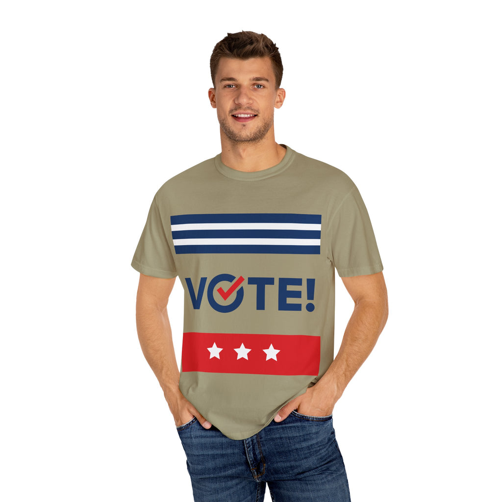 Vote! Garment-Dyed T-Shirt | Unisex Voter Apparel, Election Day Outfit, Political Statement Tee, Casual Advocacy Shirt, Gift for Activists