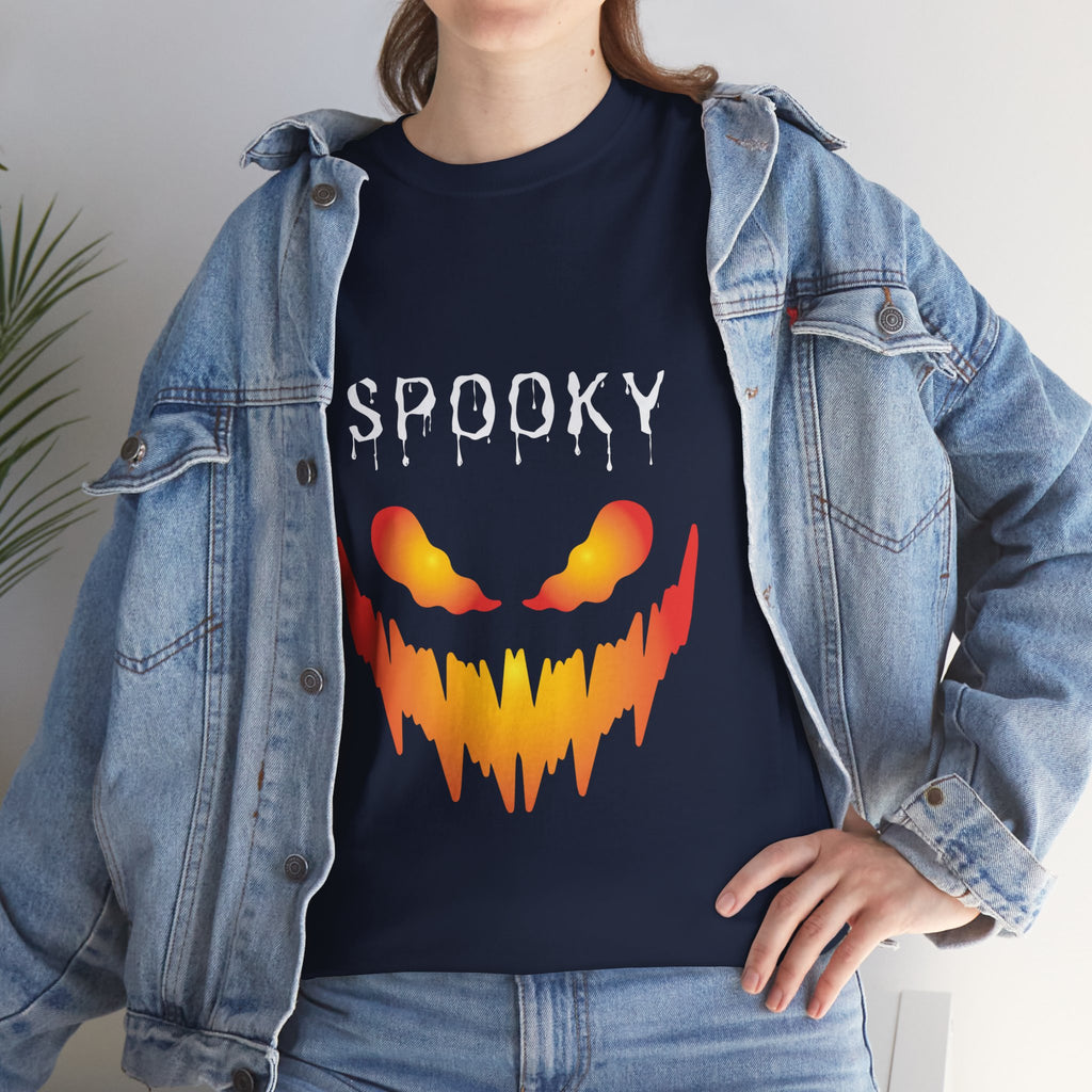 Spooky Unisex Heavy Cotton Tee - Halloween Shirt, Goth Fashion, Casual Wear, Festival Tee, Gift for Horror Fans