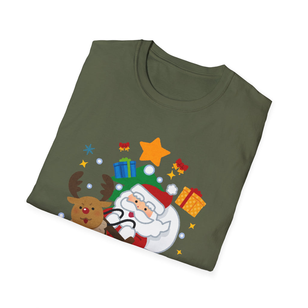 Festive Santa T-Shirt with Merry Christmas Design, Unisex Holiday Tee, Christmas Gift, Family Gathering Apparel, Cozy Winter Wear
