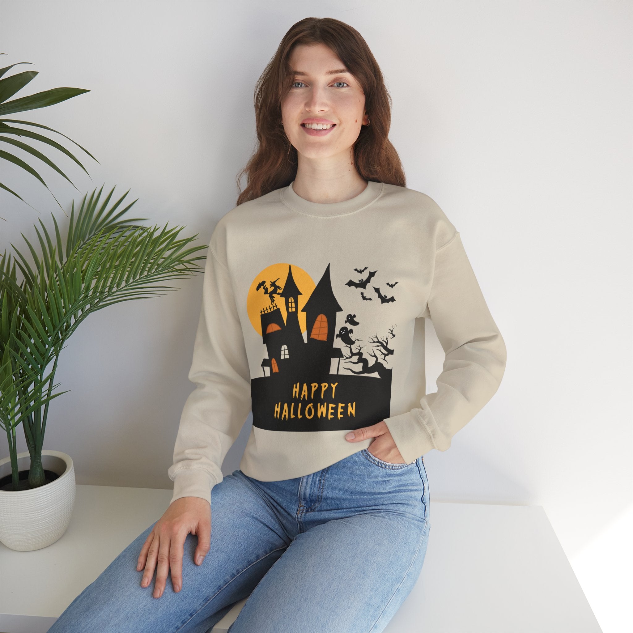 Halloween Haunted House Sweatshirt, Cozy Fall Wardrobe, Unisex Pullover, Spooky Season, Halloween Gift Idea, Festival Apparel