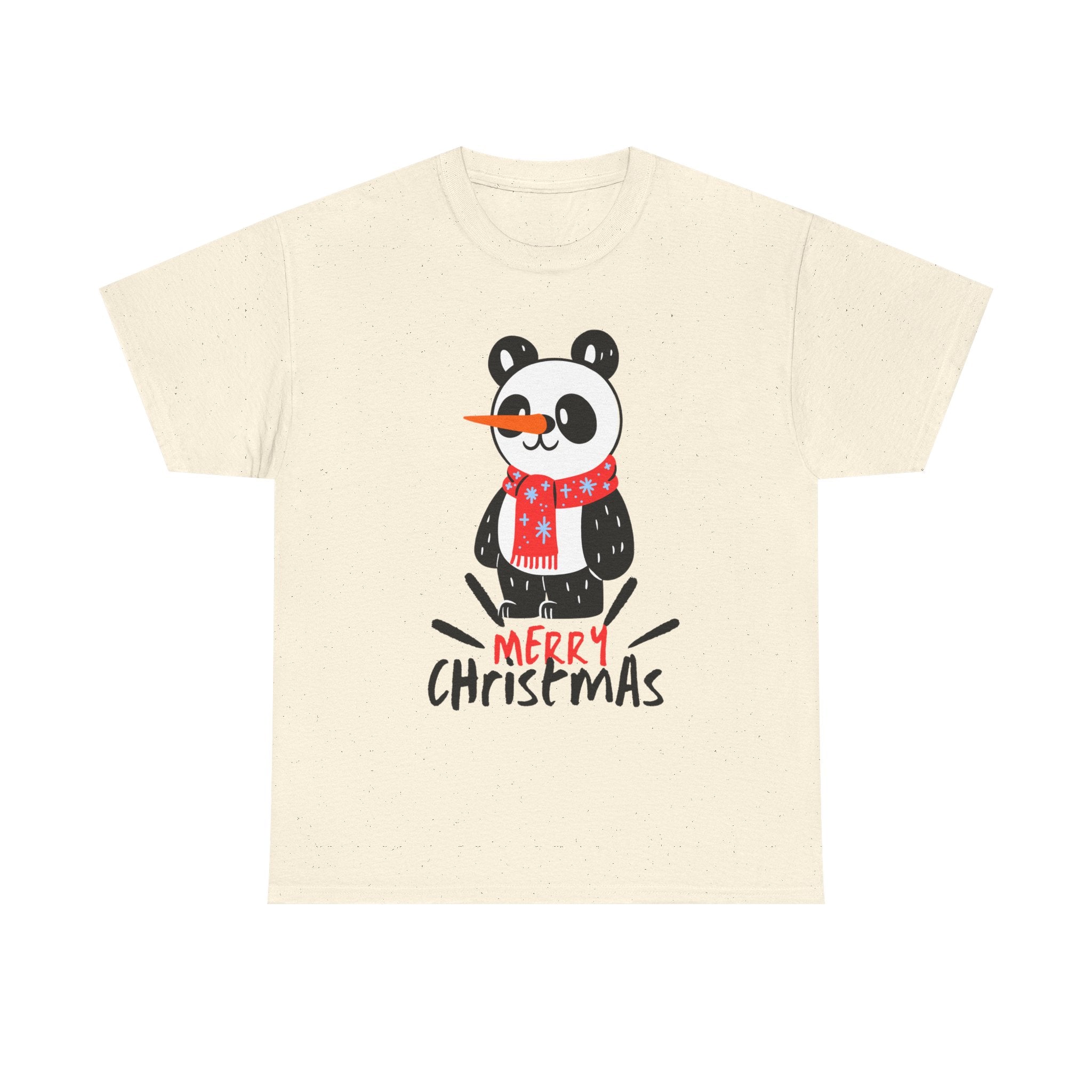 Cute Merry Christmas Panda Tee for Holiday Cheer, Unisex Cotton T-Shirt, Fun Gift for Him & Her, Christmas Apparel, Winter Gathering