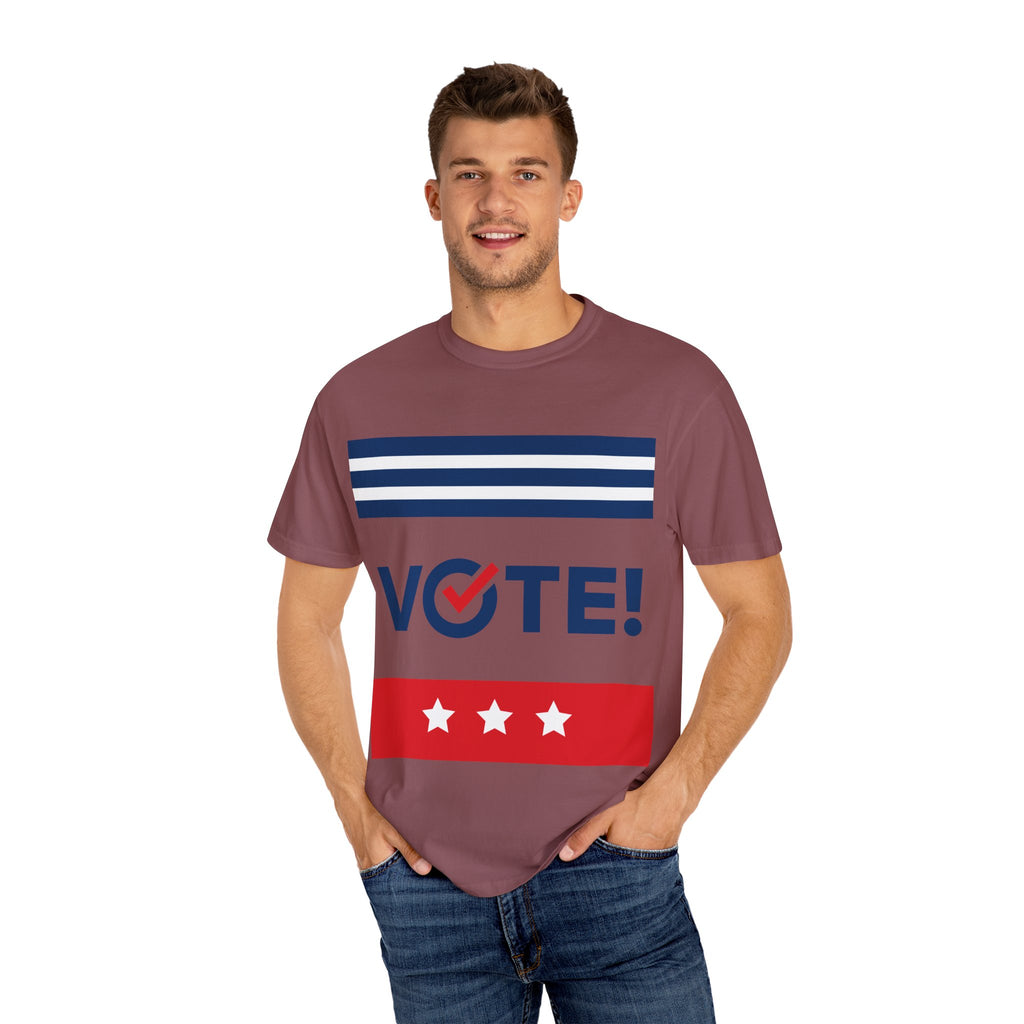 Vote! Garment-Dyed T-Shirt | Unisex Voter Apparel, Election Day Outfit, Political Statement Tee, Casual Advocacy Shirt, Gift for Activists