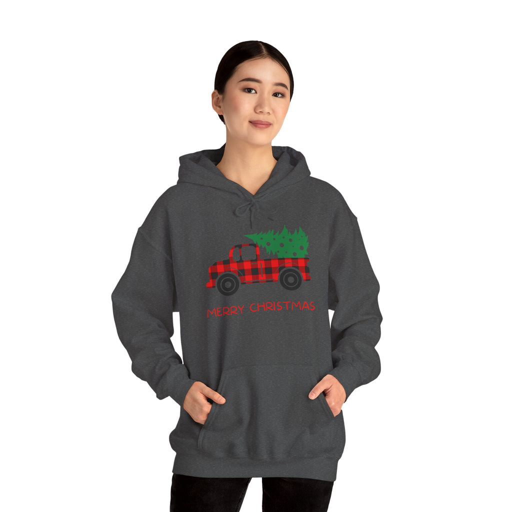 Merry Christmas Truck Hoodie, Festive Sweatshirt, Holiday Gift, Cozy Winter Apparel, Unisex Christmas Wear