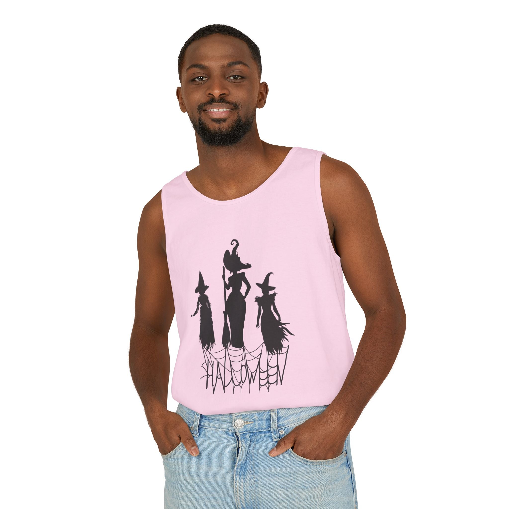 Halloween Witches Tank Top, Spooky Summer Shirt, Unisex Beach Wear, Fall Festival Apparel, Halloween Party Top