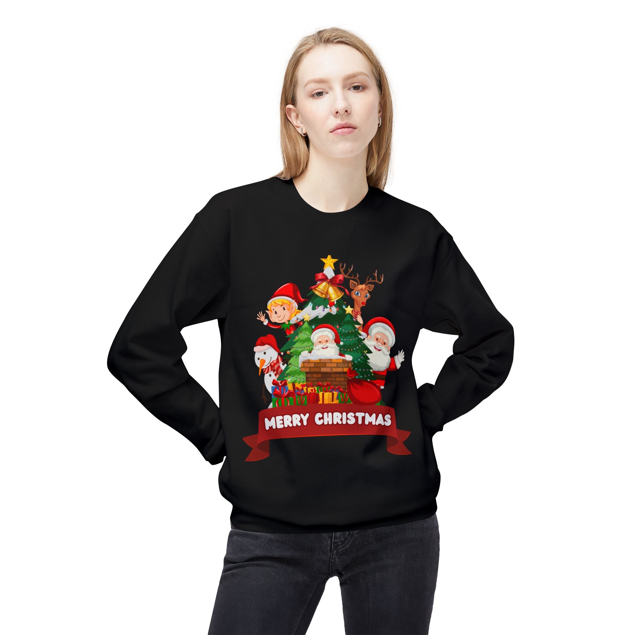 Festive Christmas Sweatshirt, Cozy Holiday Crewneck, Merry Christmas Gift, Family Matching Sweatshirt, Winter Apparel, Santa Design