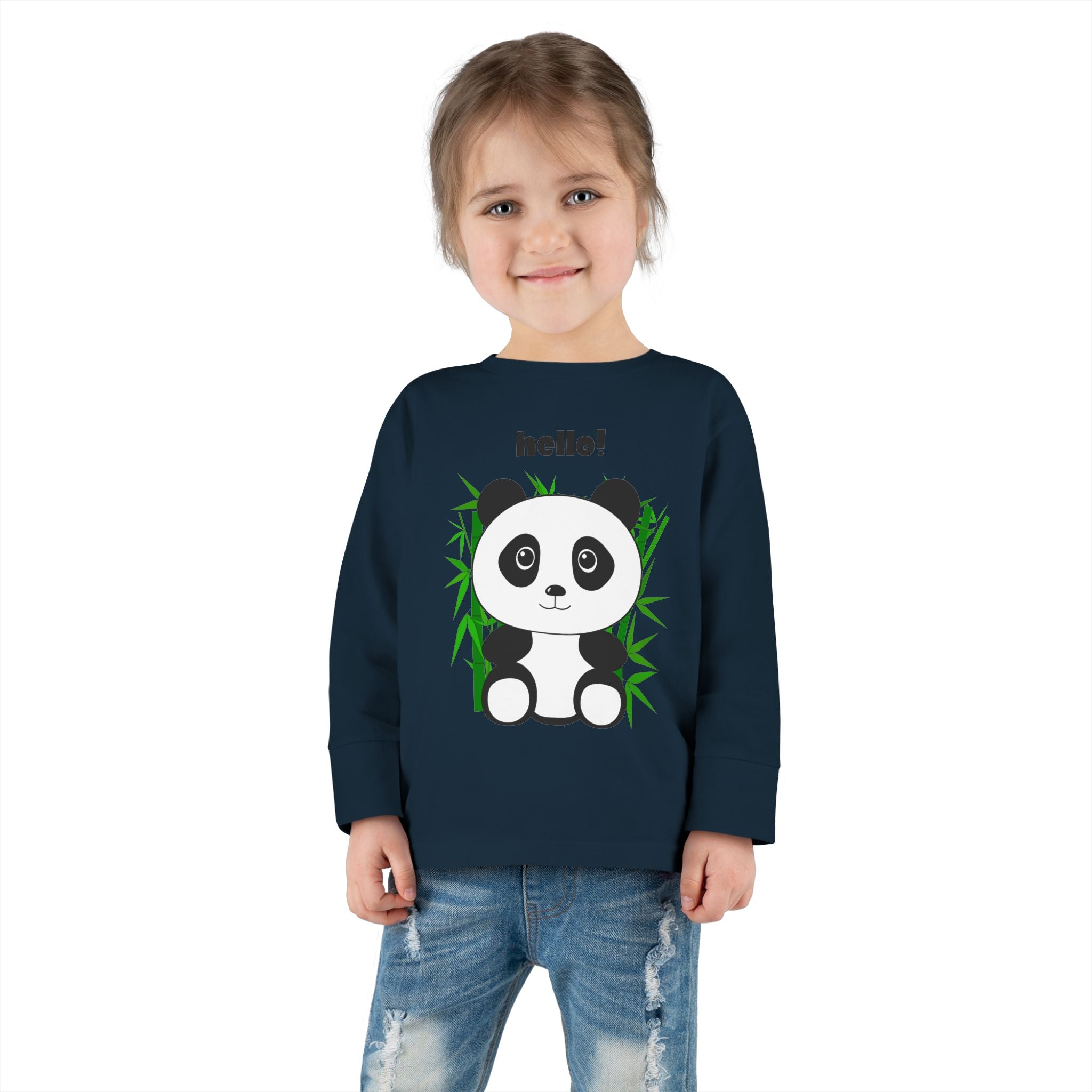 Adorable Panda Toddler Long Sleeve Tee, Cute Kids Shirt, Baby Shower Gift, Birthday, Everyday Wear, Comfortable Kids Apparel