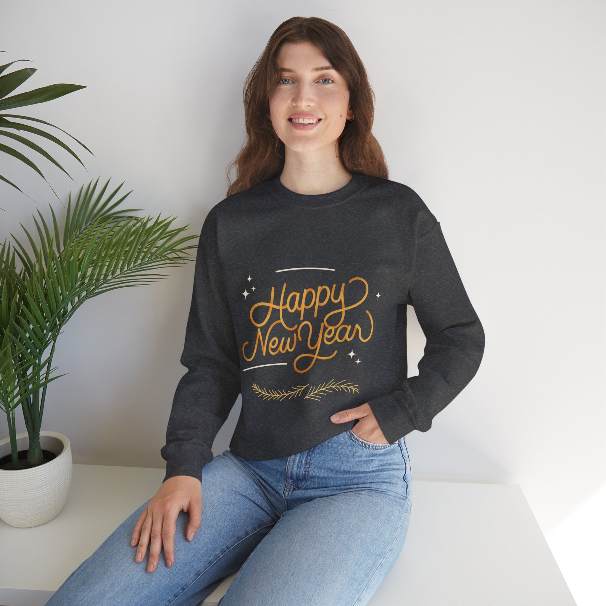 Happy New Year Unisex Crewneck Sweatshirt, Cozy Holiday Apparel, New Year Gift, Seasonal Fashion, Comfortable Sweater