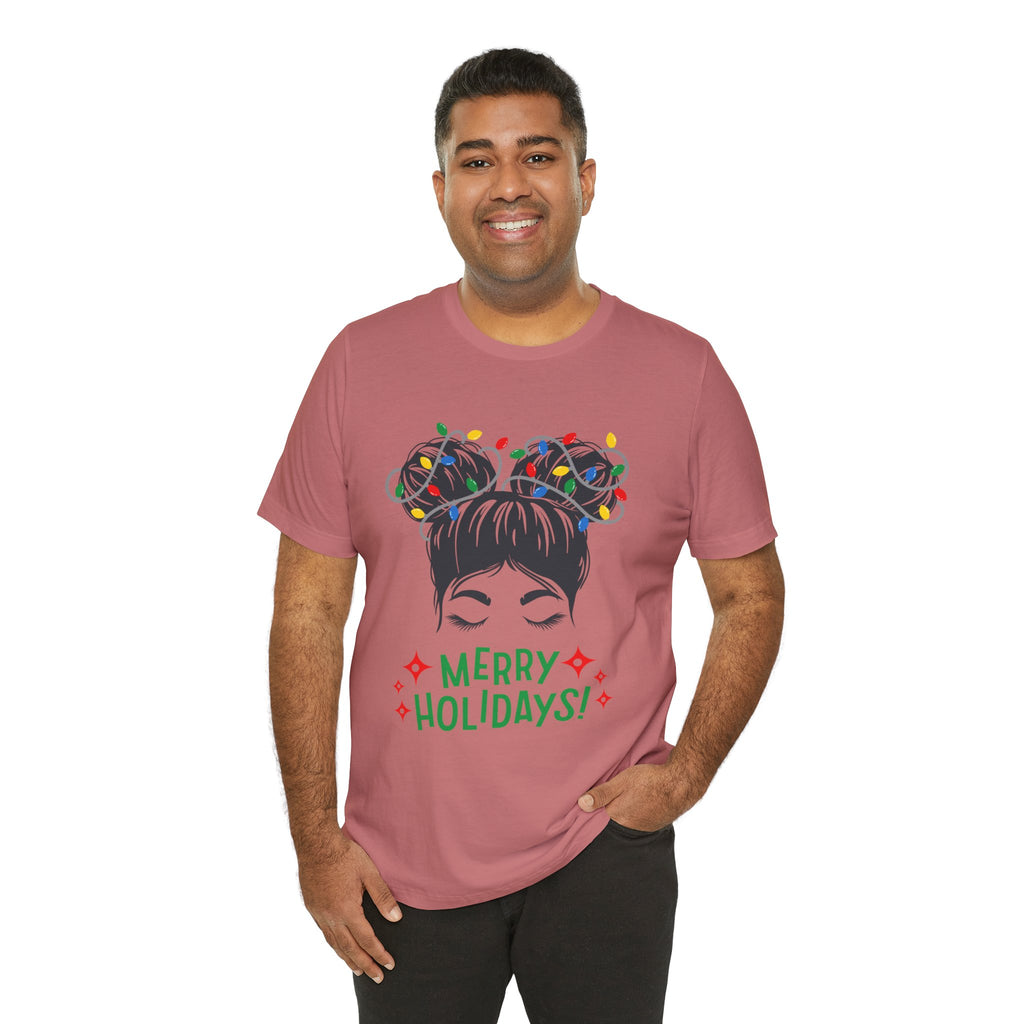 Festive Holiday Tee - Merry Holidays Graphic, Unisex Jersey Short Sleeve Shirt, Christmas Apparel, Seasonal Gift, Cozy Vibes