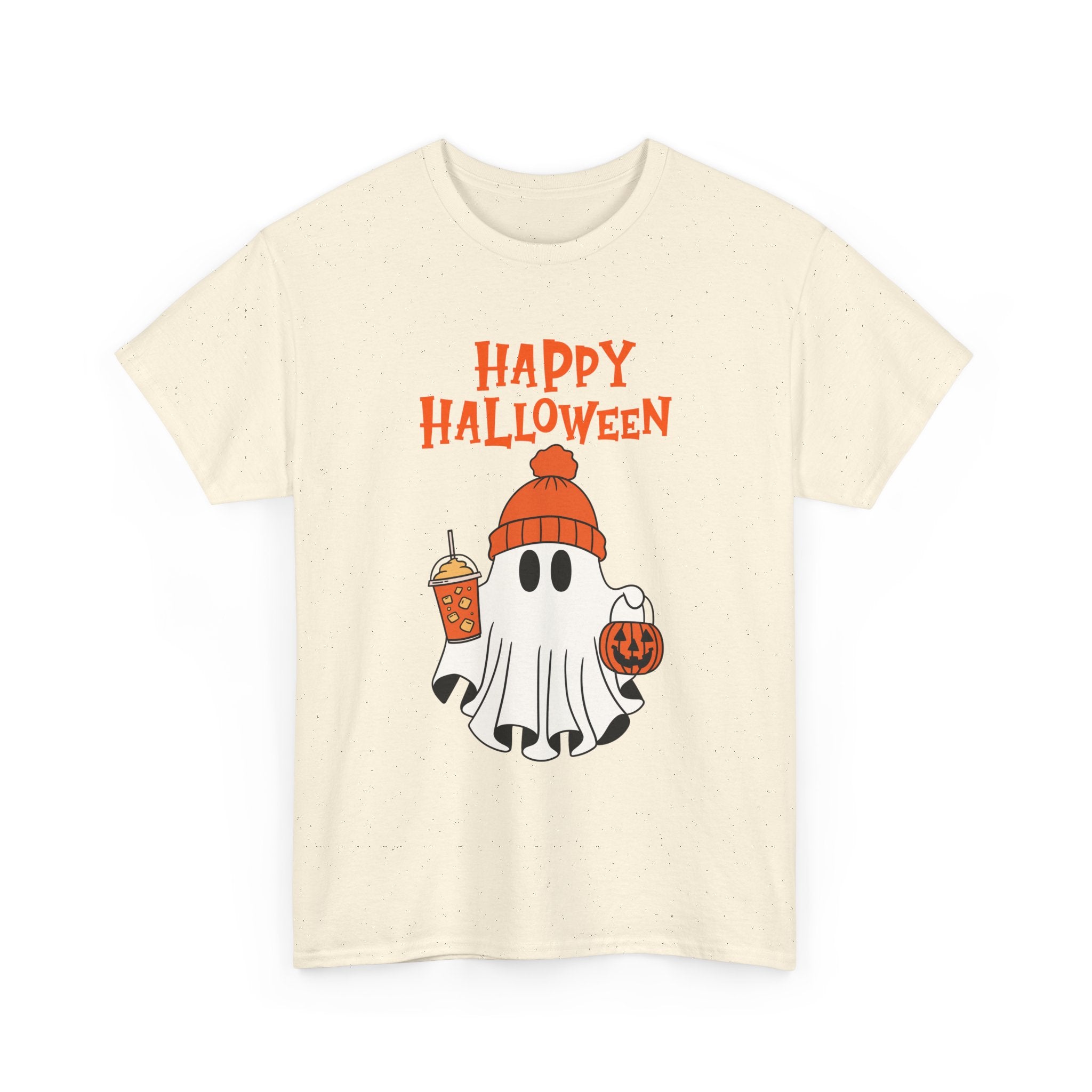 Happy Halloween Ghost Tee, Unisex Cotton T-Shirt, Halloween Apparel, Fall Fashion, Cute Halloween Gift, Ghost Tee