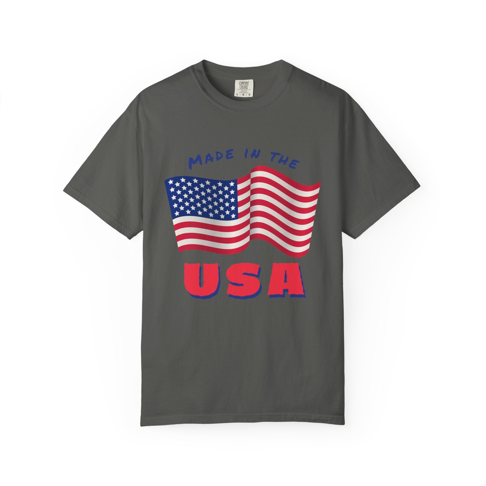 Patriotic T-Shirt for Celebrations, Made in the USA Tee, Unisex Garment-Dyed Shirt, July 4th Apparel, Red White Blue Tee
