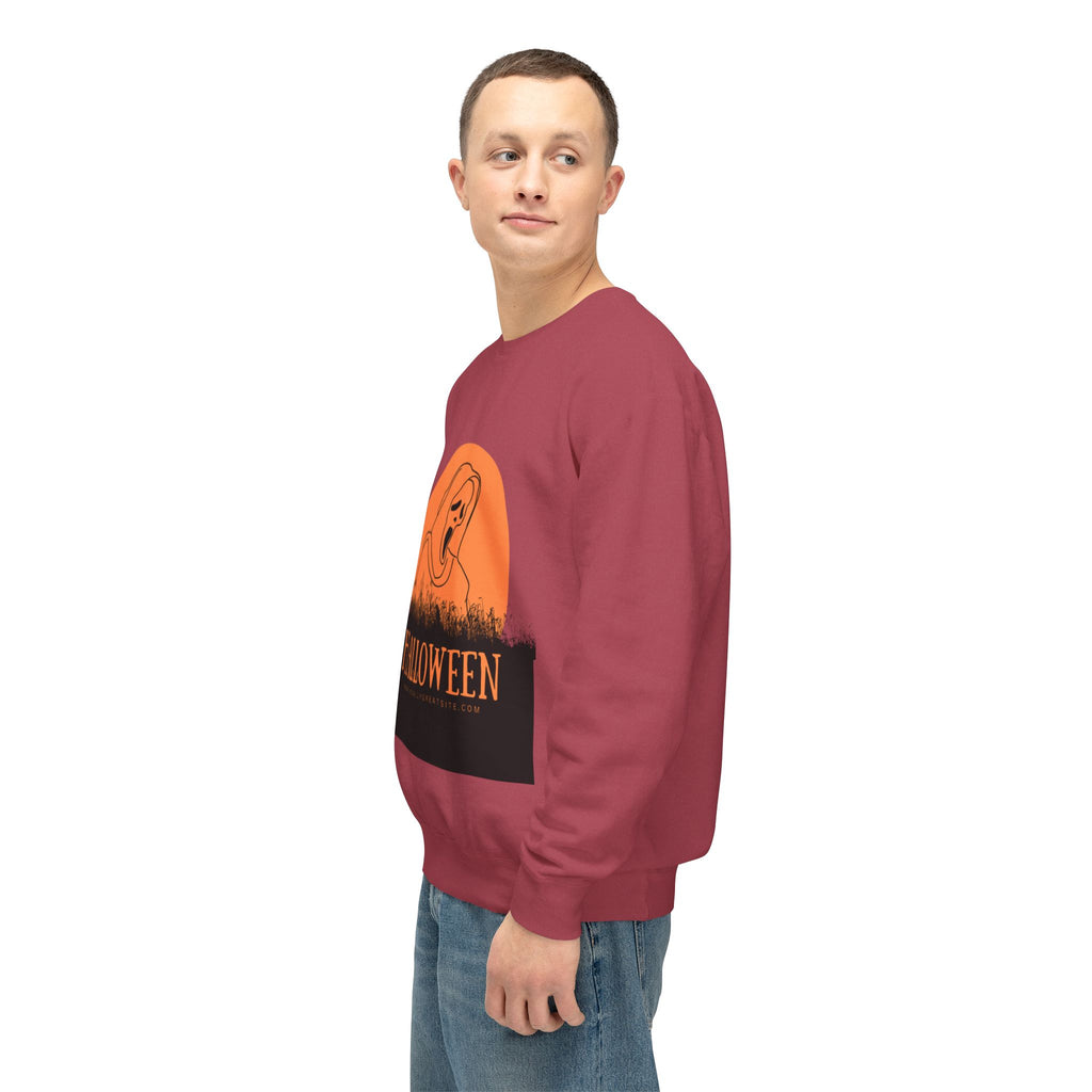 Halloween Ghost Unisex Lightweight Crewneck Sweatshirt, Fall Fashion, Cozy Gift, Halloween Party, Spooky Season Apparel