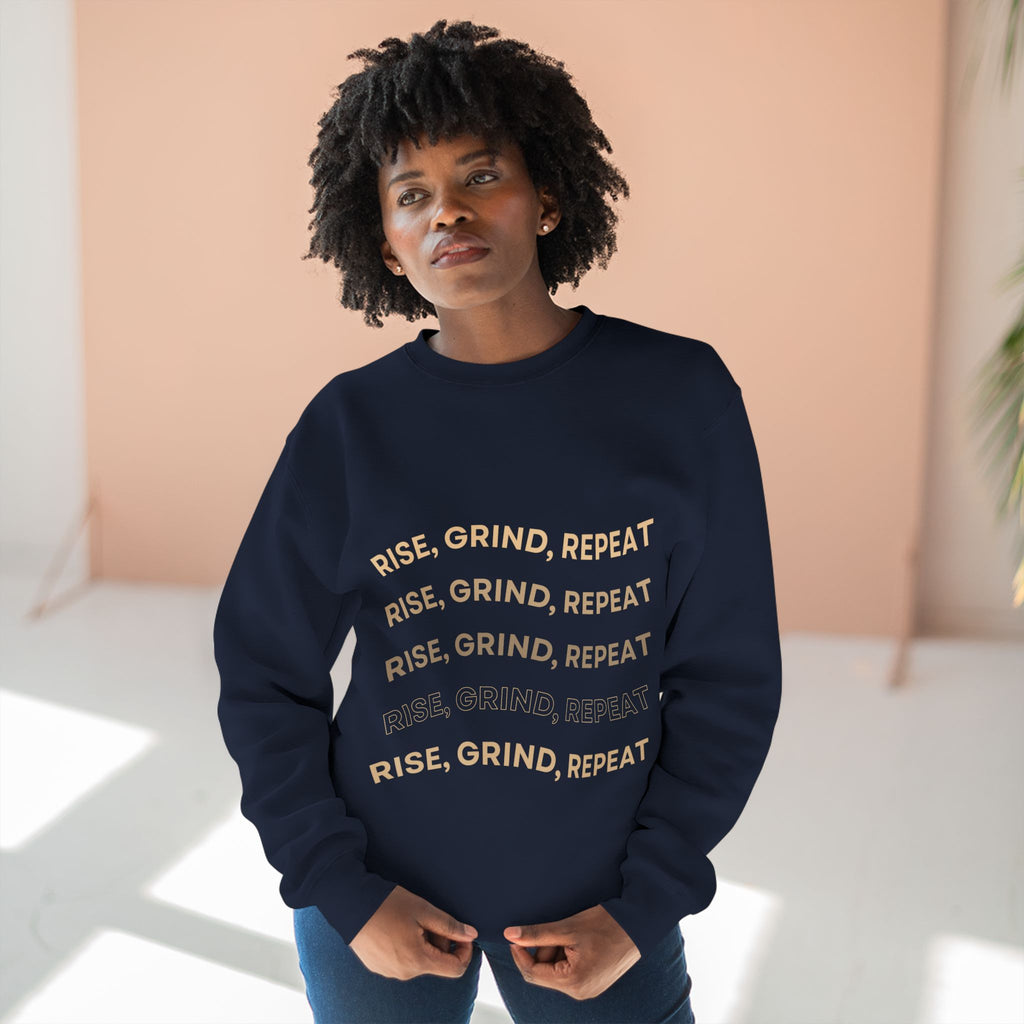 Rise, Grind, Repeat Sweatshirt | Cozy Motivational Crewneck | Perfect for Gym Lovers, Athletes, Gift for Friends, Casual Wear