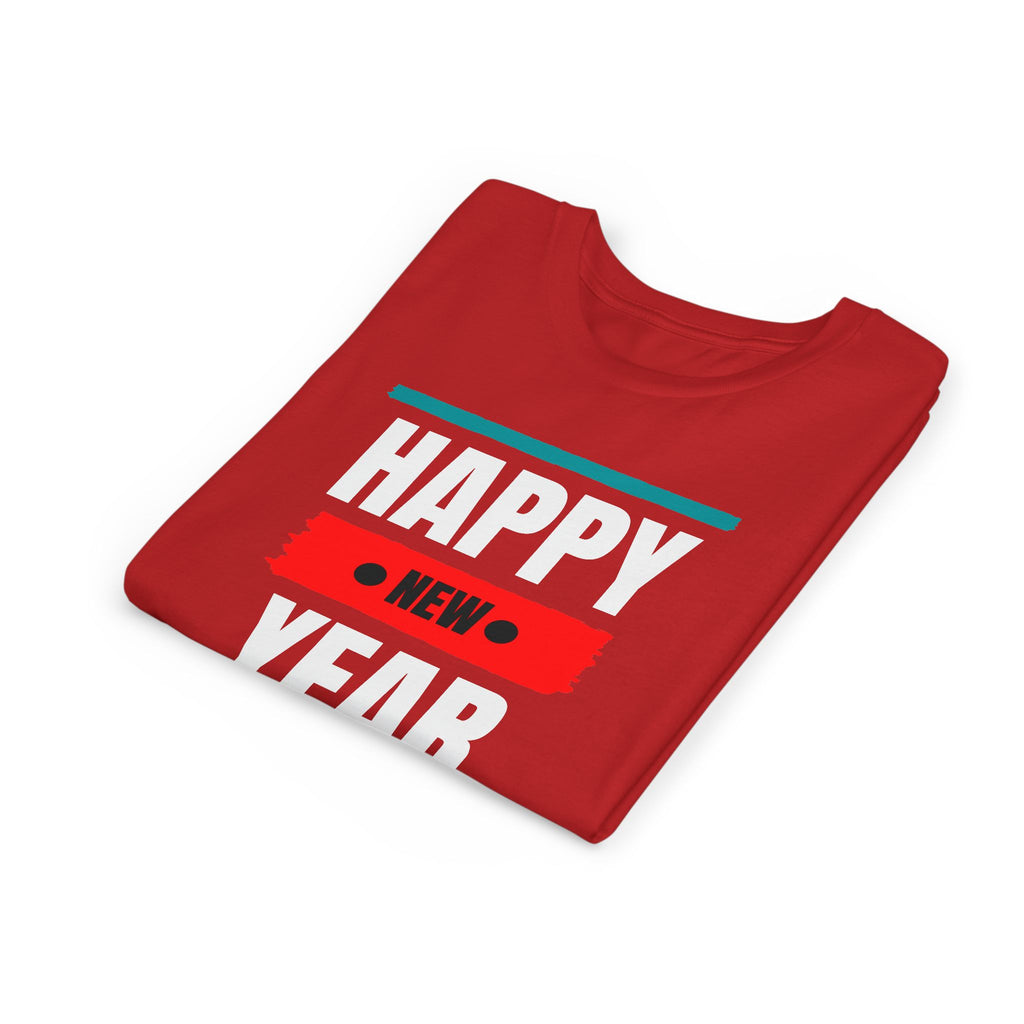 Happy New Year Youth Tee, Short Sleeve Shirt for Kids, Holiday T-Shirt, Party Apparel, Festive Clothing, New Year Celebration Gear