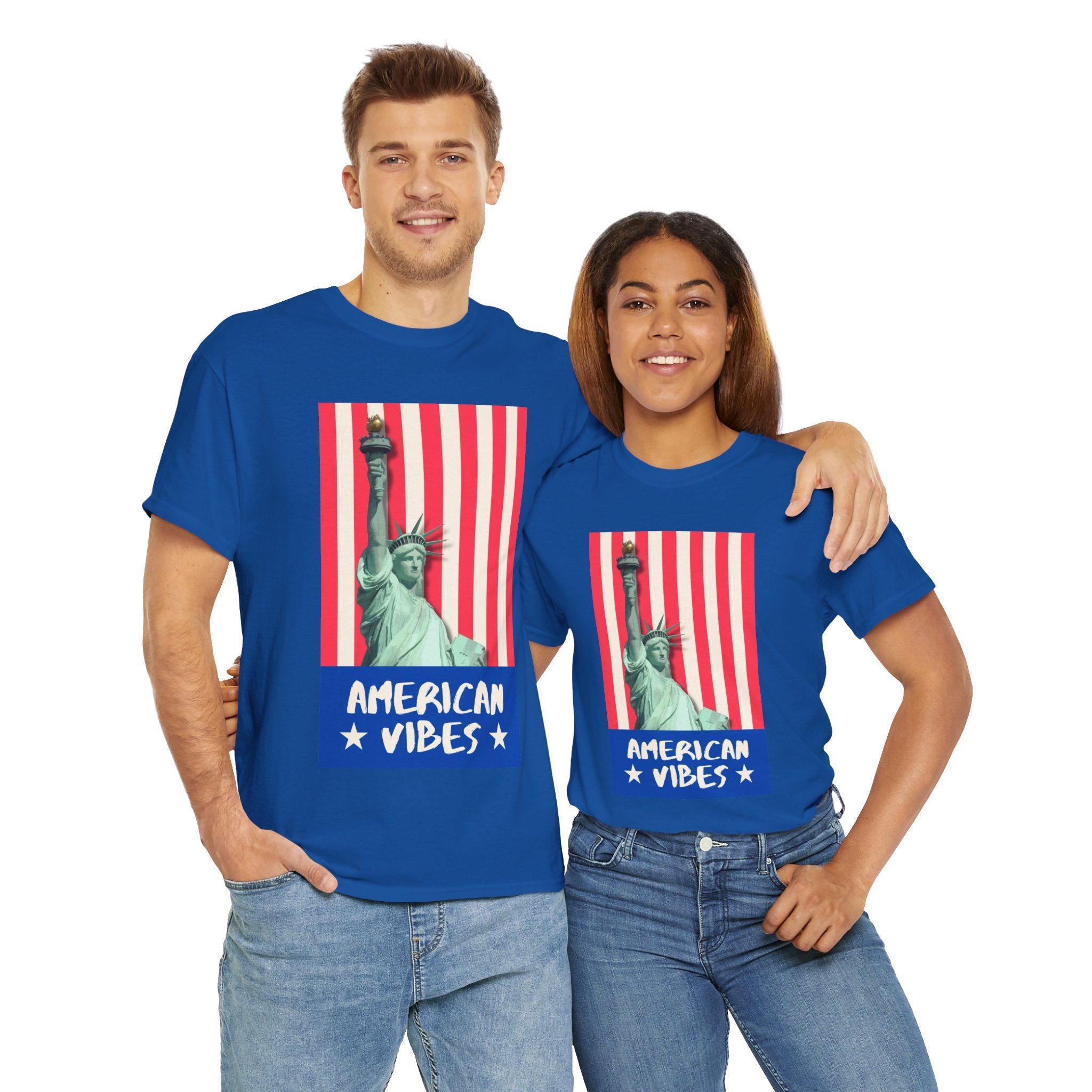 American Vibes Unisex Heavy Cotton Tee, Patriotic Shirt, Gift for Veterans, Independence Day Apparel, Summer Casual Wear
