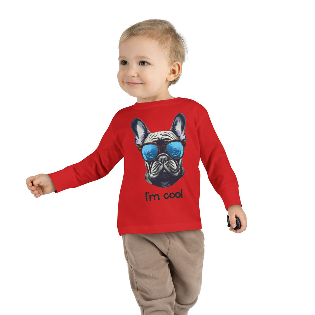 Cool Toddler Long Sleeve Tee with Fun Dog Design, Children's Gift, Playful Tee, Cute Apparel, Pet Lover Gift