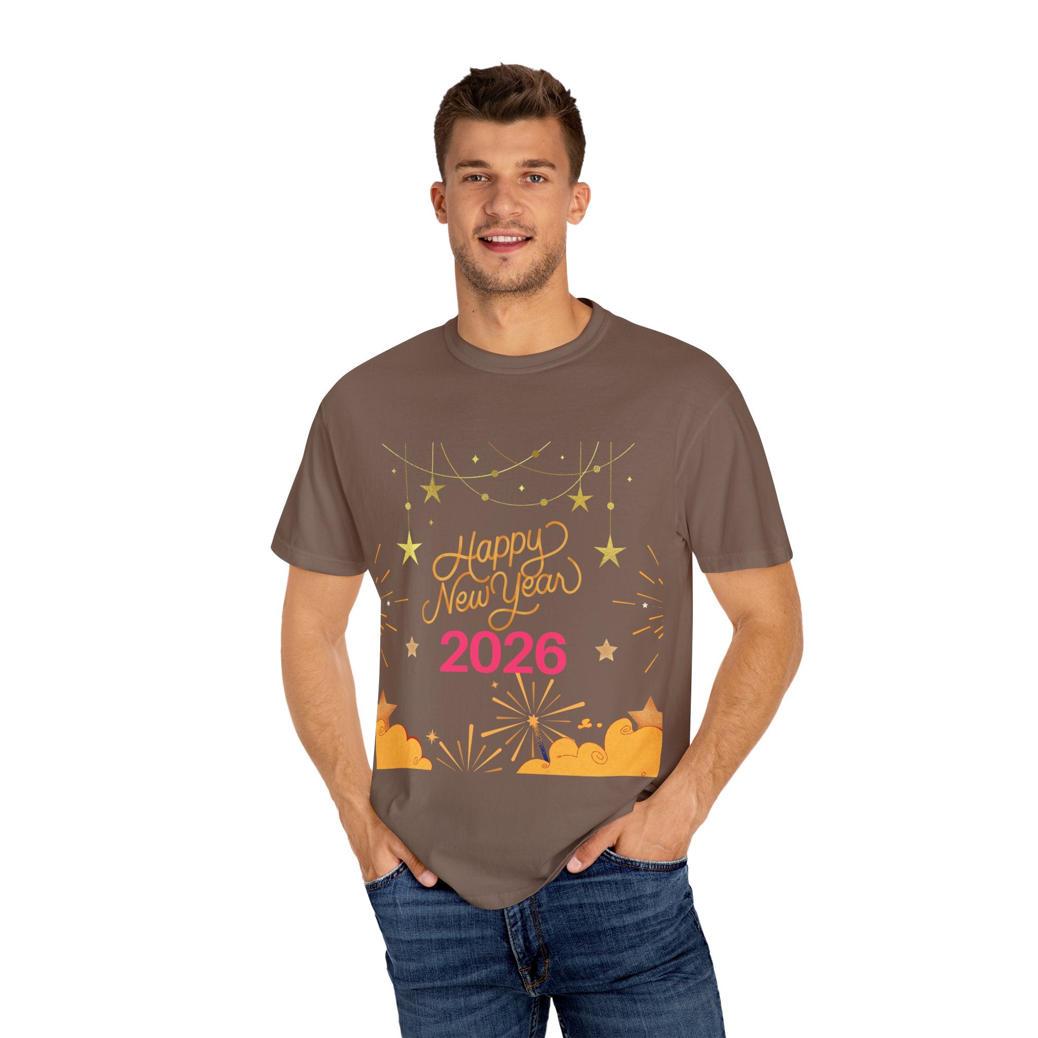 New Year Celebration T-Shirt | Unisex Garment-Dyed Tee with Happy New Year 2026 Design, Festive Apparel, Holiday Gift, Party Wear