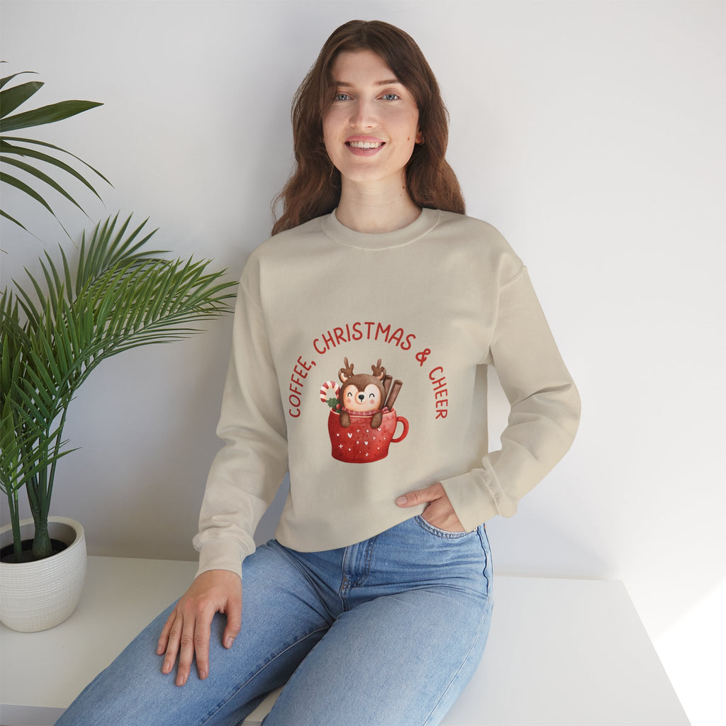 Cozy Holiday Sweatshirt, Perfect for Christmas Gatherings, Coffee Lovers Gift, Winter Wardrobe, Festive Apparel, Cheerful Decor