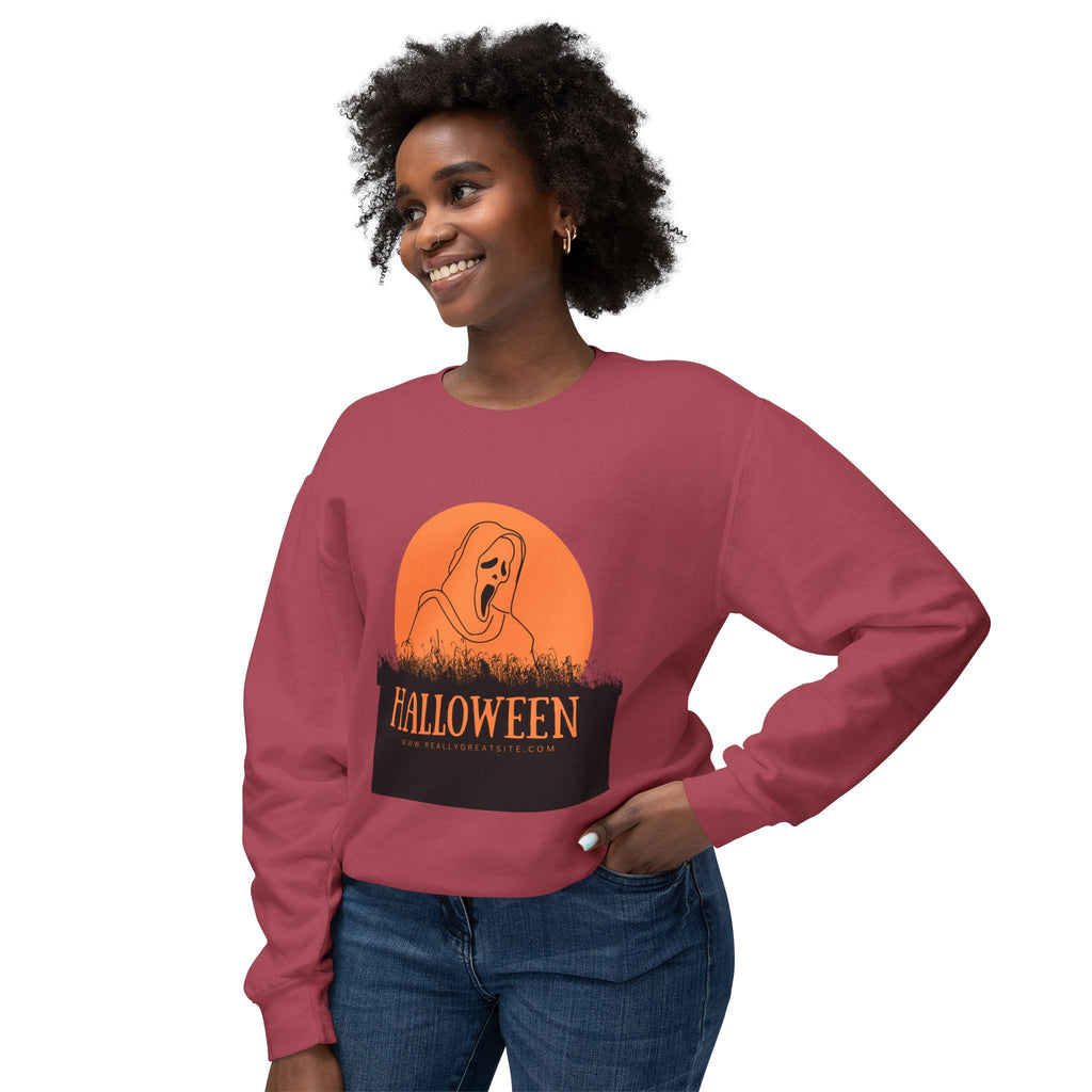 Halloween Ghost Unisex Lightweight Crewneck Sweatshirt, Fall Fashion, Cozy Gift, Halloween Party, Spooky Season Apparel