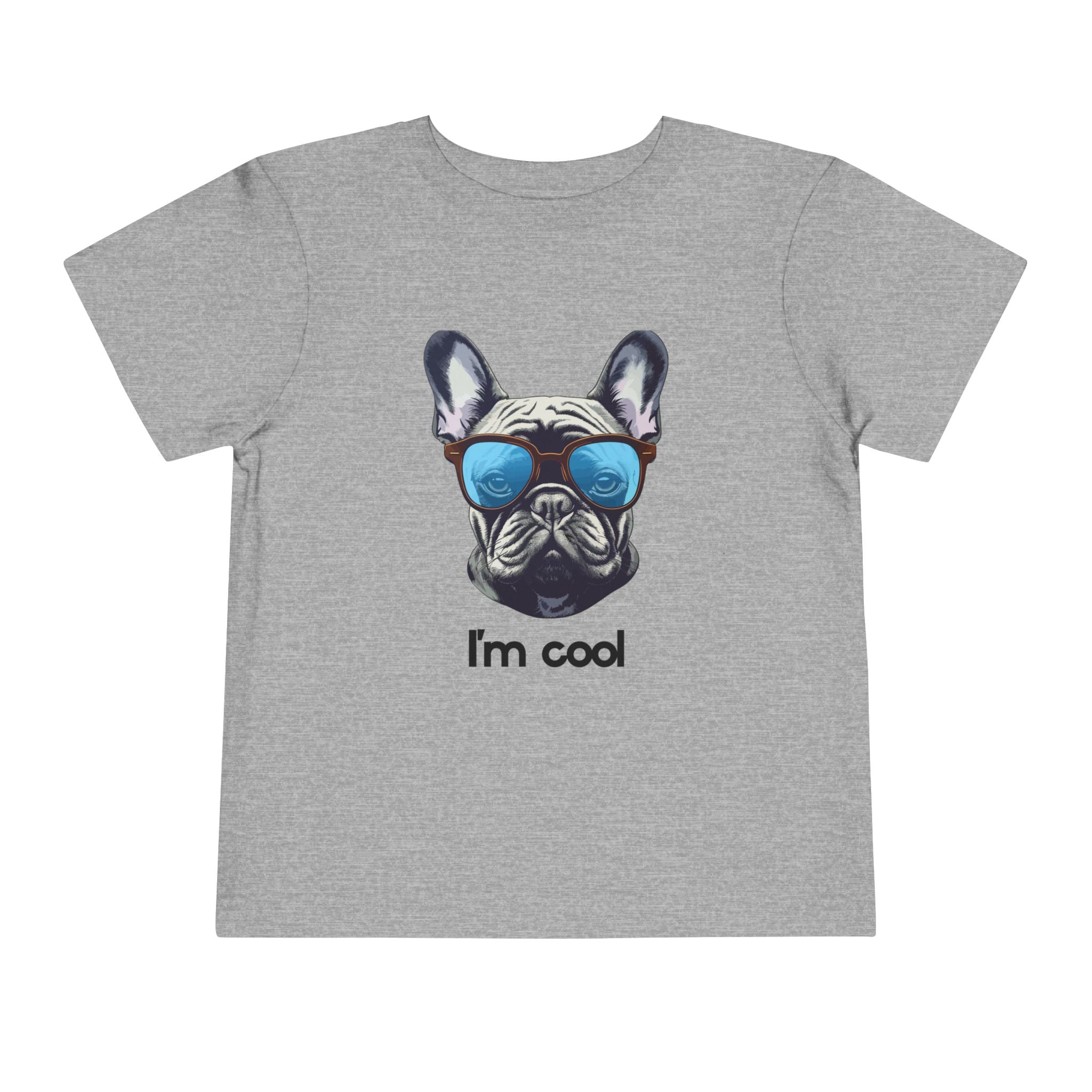 Cool French Bulldog Toddler Tee, I'm Cool Shirt, Kids Summer Tee, Pet Lover Gift, Cute Toddler Outfit
