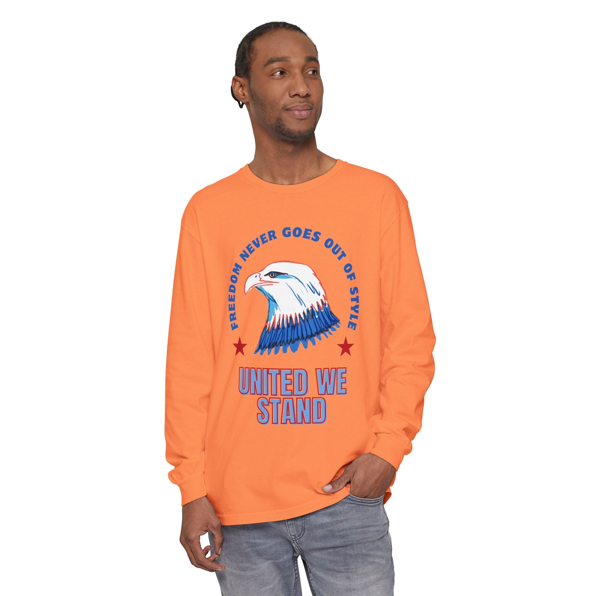 Patriotic Long Sleeve T-Shirt Perfect for Celebrating Holidays, Independence Days