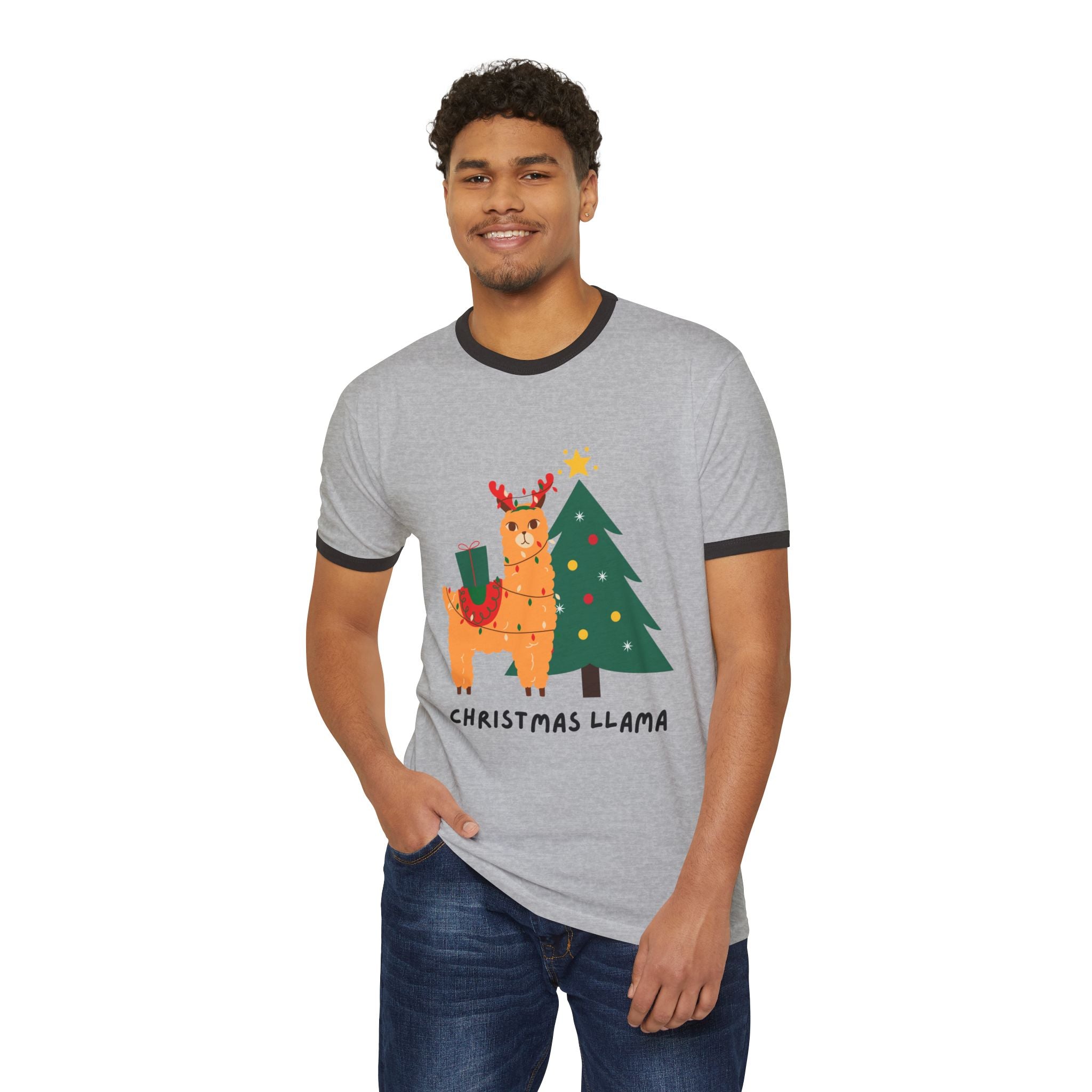 Festive Christmas Llama T-Shirt, Fun Holiday Tee, Unisex Gift, Cute Winter Apparel, Cozy Christmas Clothing, Seasonal Statement Shirt