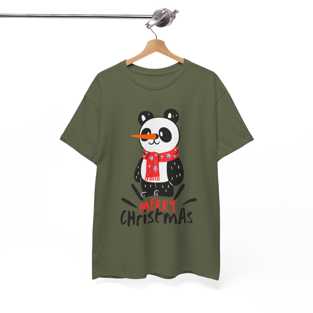 Cute Merry Christmas Panda Tee for Holiday Cheer, Unisex Cotton T-Shirt, Fun Gift for Him & Her, Christmas Apparel, Winter Gathering
