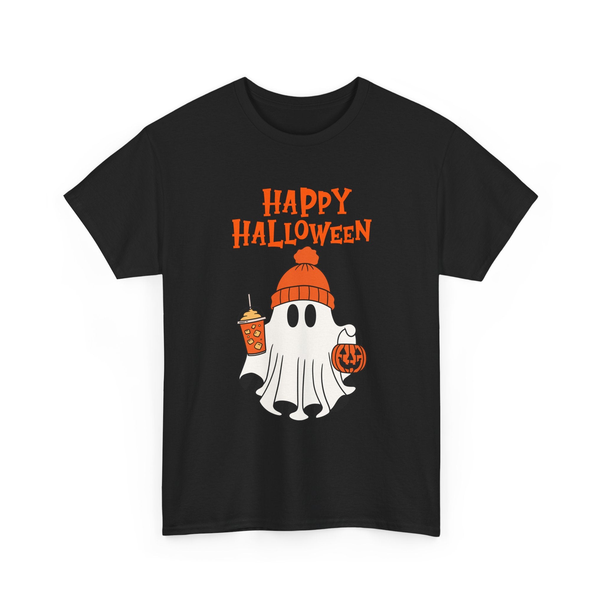 Happy Halloween Ghost Tee, Unisex Cotton T-Shirt, Halloween Apparel, Fall Fashion, Cute Halloween Gift, Ghost Tee