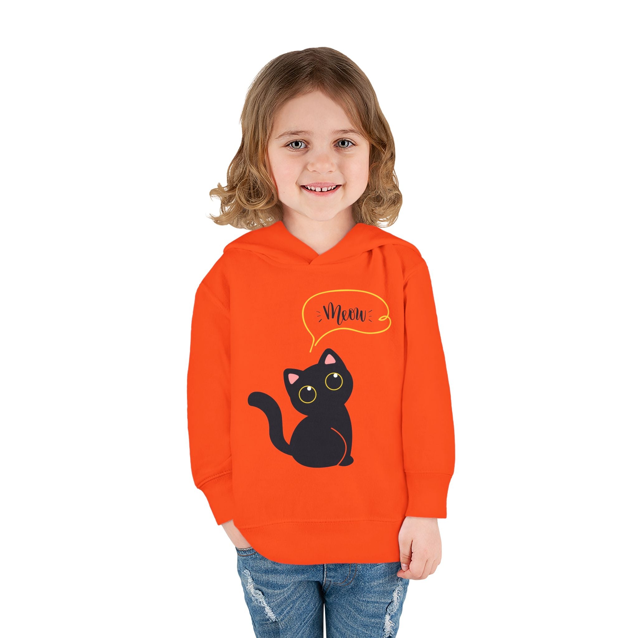 Black Cat Toddler Fleece Hoodie, Cute Kids Pullover, Cat Lover Gift, Birthday Present, Cozy Toddler Clothes
