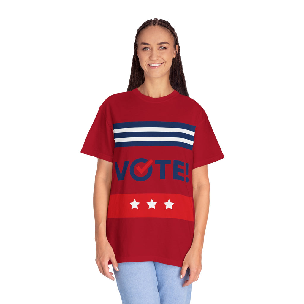 Vote! Garment-Dyed T-Shirt | Unisex Voter Apparel, Election Day Outfit, Political Statement Tee, Casual Advocacy Shirt, Gift for Activists